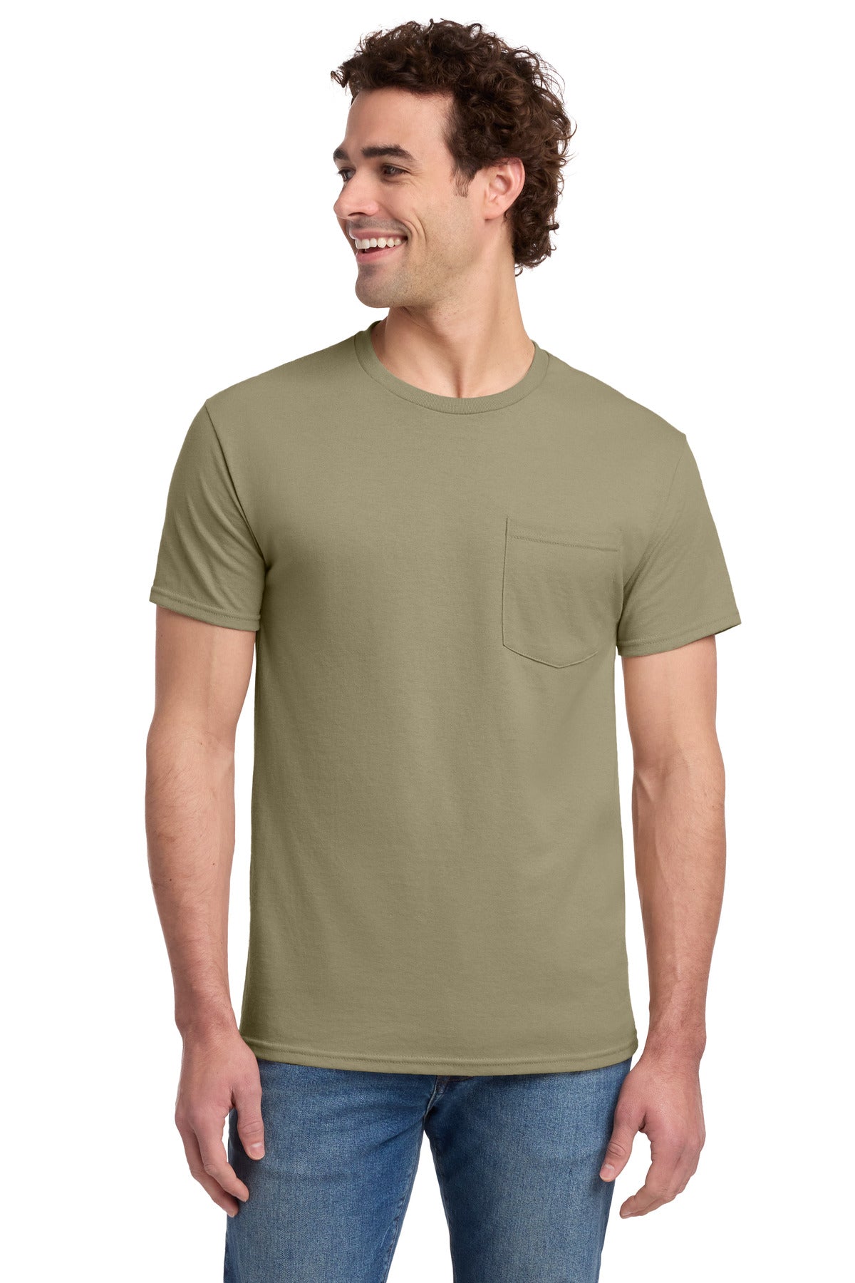 Jerzees -  Dri-Power 50/50 Cotton/Poly Pocket T-Shirt.  29MP - Khaki