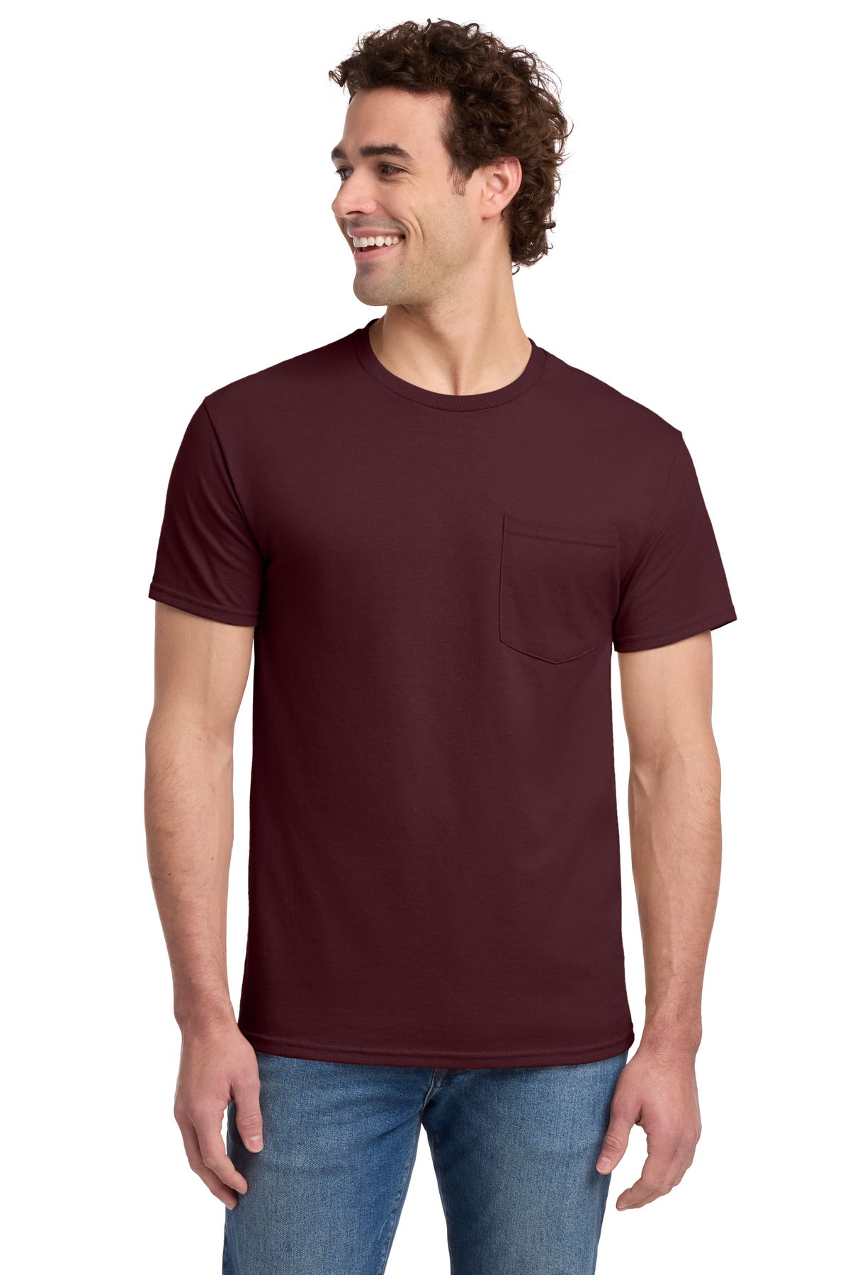 Jerzees -  Dri-Power 50/50 Cotton/Poly Pocket T-Shirt.  29MP - Maroon