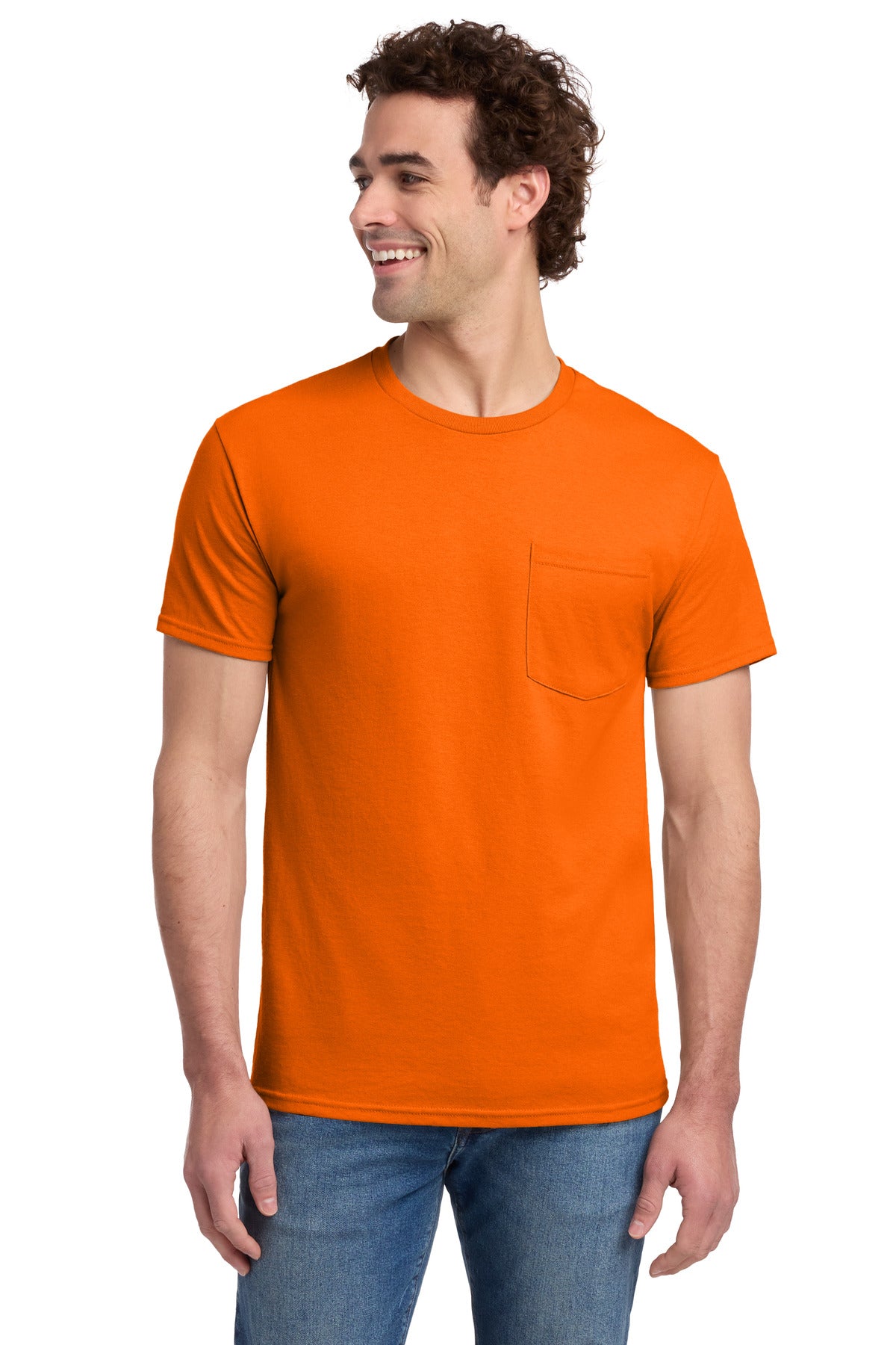Jerzees -  Dri-Power 50/50 Cotton/Poly Pocket T-Shirt.  29MP - Safety Orange