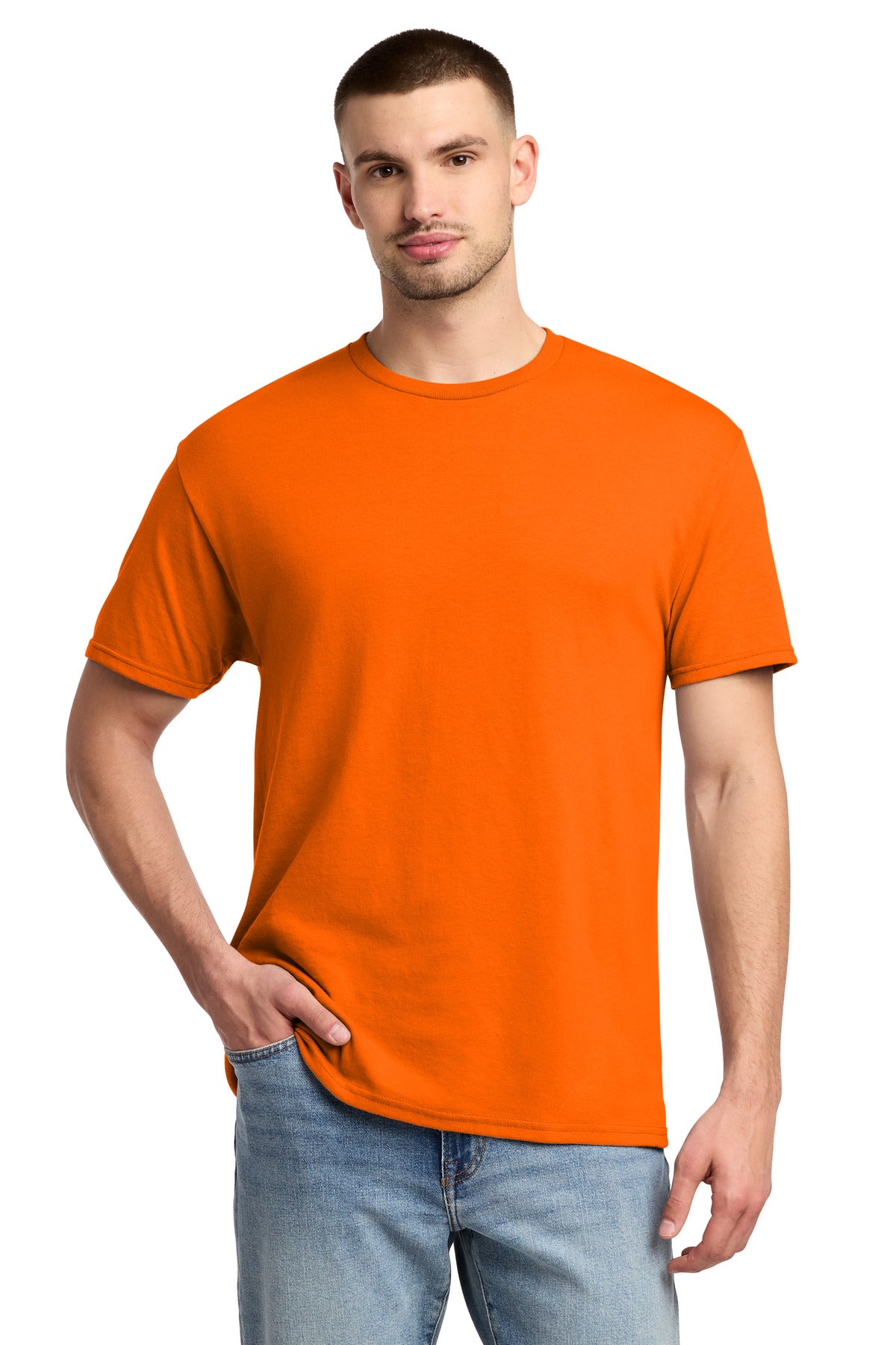 Jerzees -  Dri-Power 50/50 Cotton/Poly T-Shirt.  29M - Safety Orange