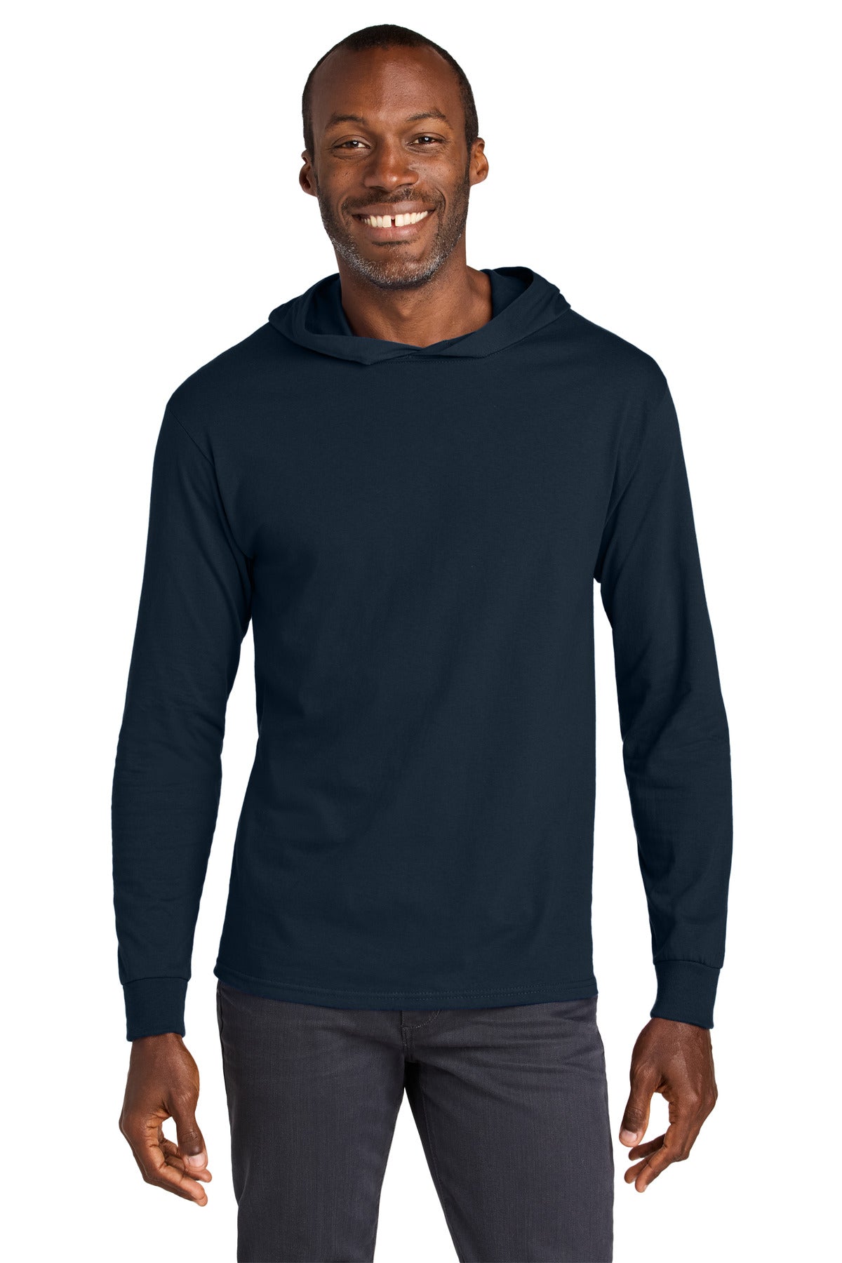Jerzees Classics Unisex Cotton Long Sleeve Hooded T-Shirt 363LH - J. Navy