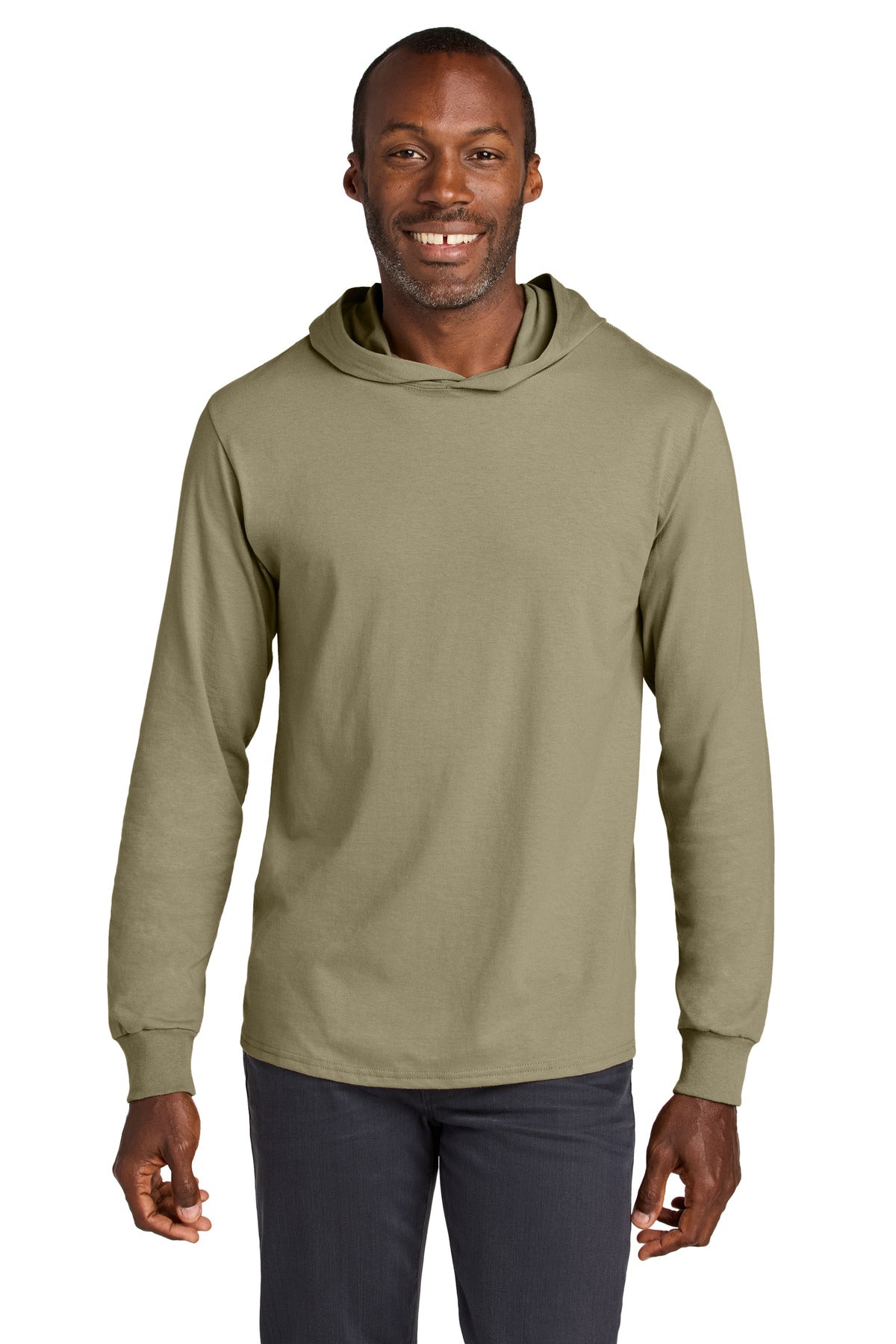 Jerzees Classics Unisex Cotton Long Sleeve Hooded T-Shirt 363LH - Khaki