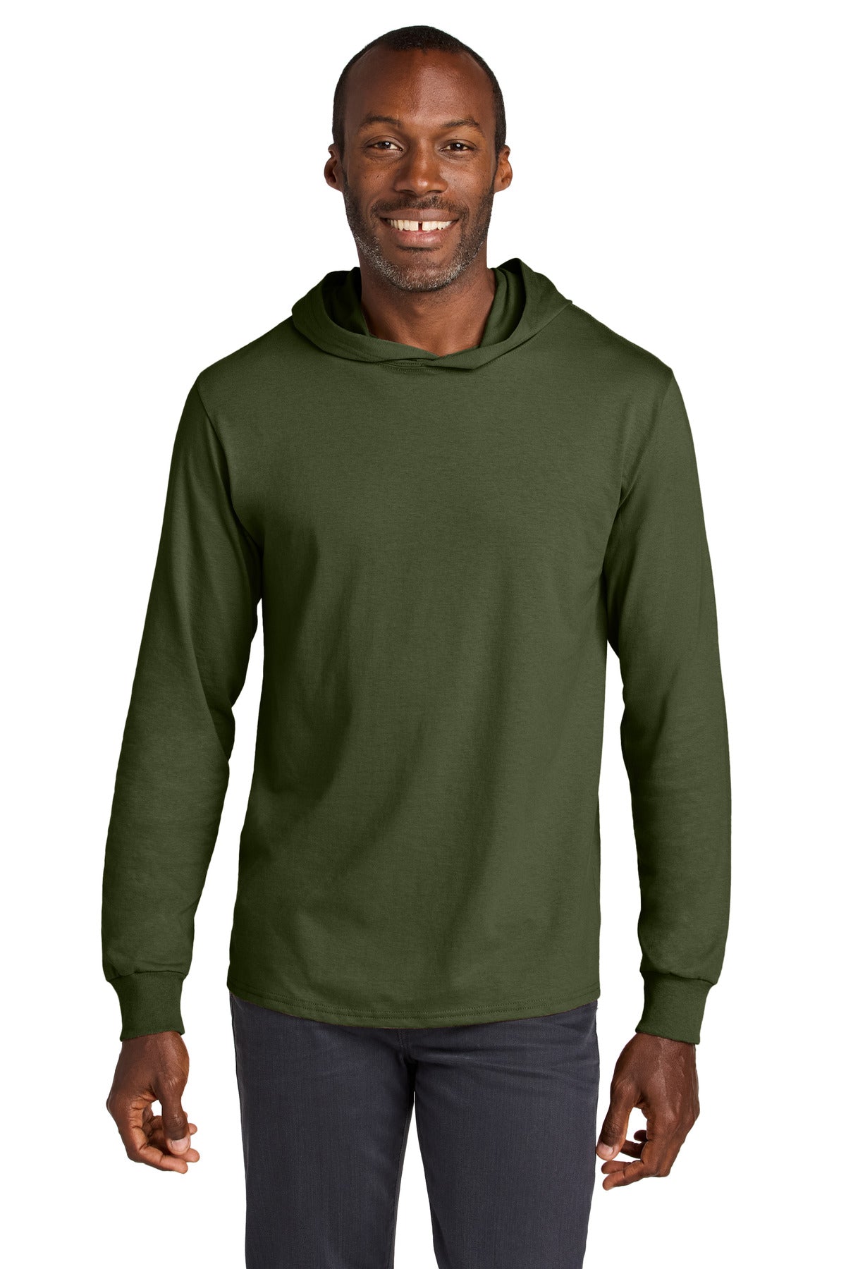 Jerzees Classics Unisex Cotton Long Sleeve Hooded T-Shirt 363LH - Military Green