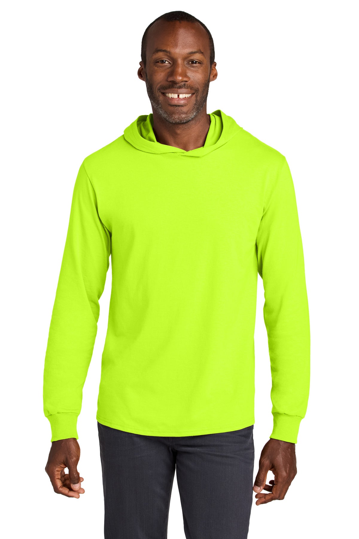 Jerzees Classics Unisex Cotton Long Sleeve Hooded T-Shirt 363LH - Safety Green