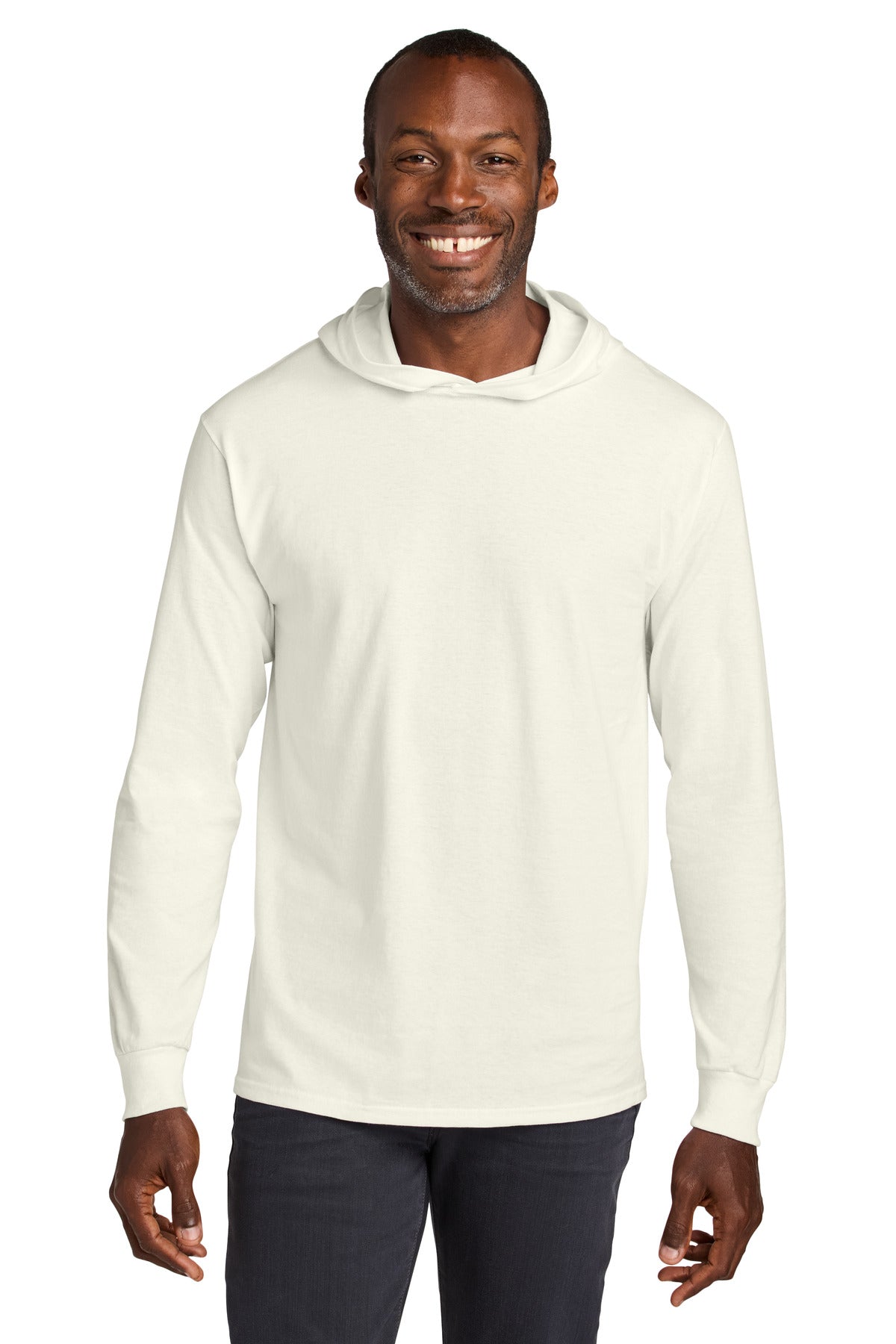 Jerzees Classics Unisex Cotton Long Sleeve Hooded T-Shirt 363LH - Sweet Cream Heather