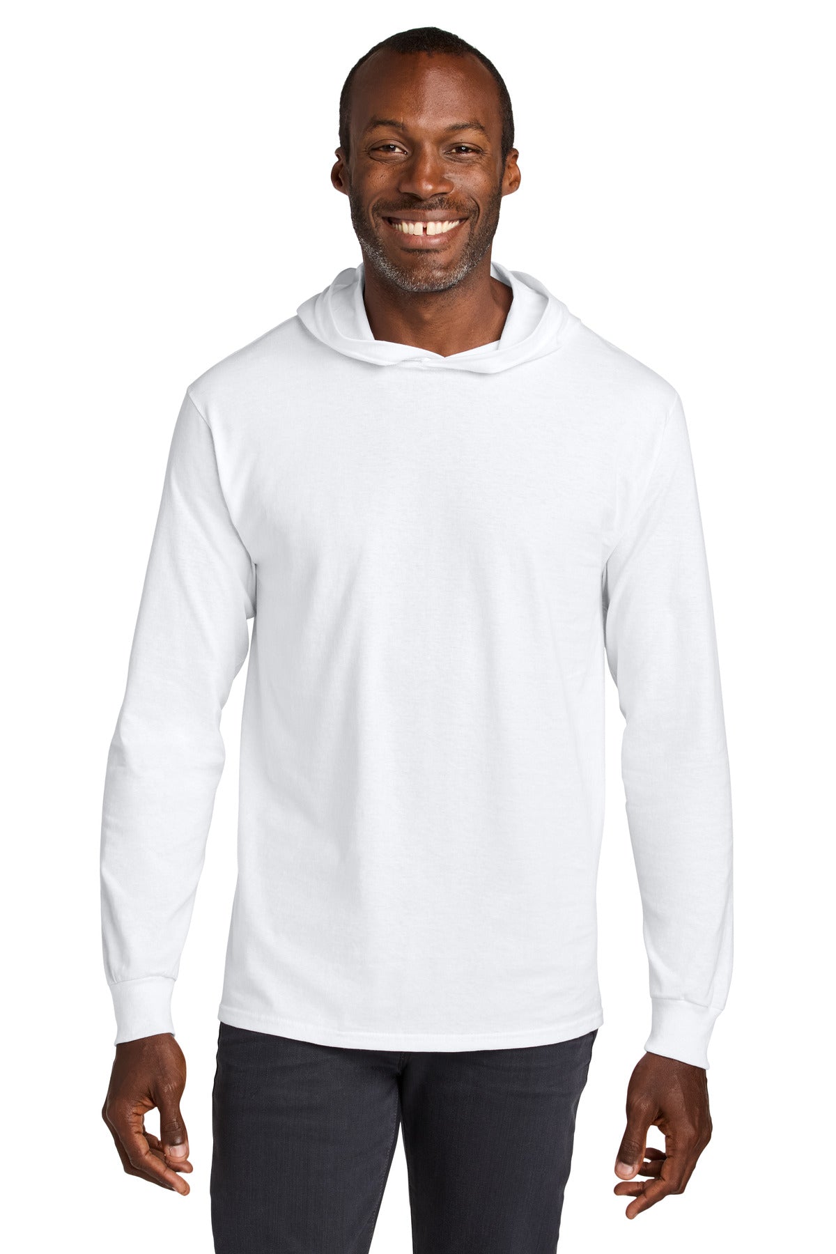 Jerzees Classics Unisex Cotton Long Sleeve Hooded T-Shirt 363LH - White