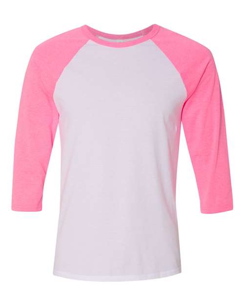 BELLA + CANVAS 3200 - White/ Neon Pink