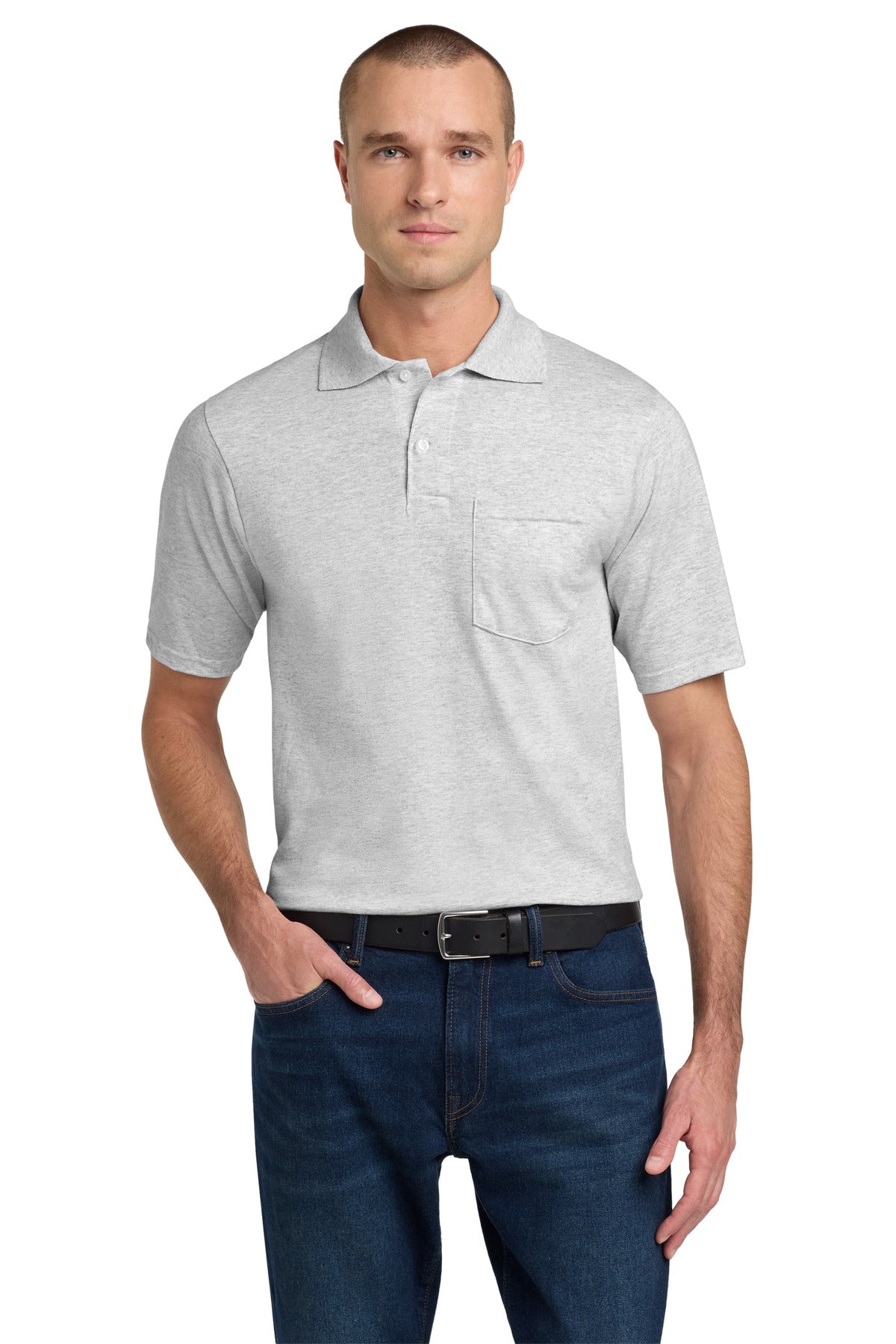 Jerzees Dri-Power Pocket Sport Shirt. 436MP - Ash