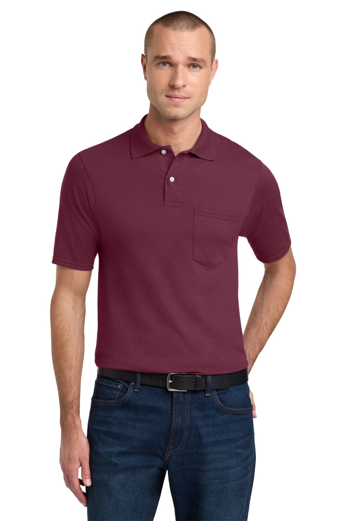 Jerzees Dri-Power Pocket Sport Shirt. 436MP - Maroon