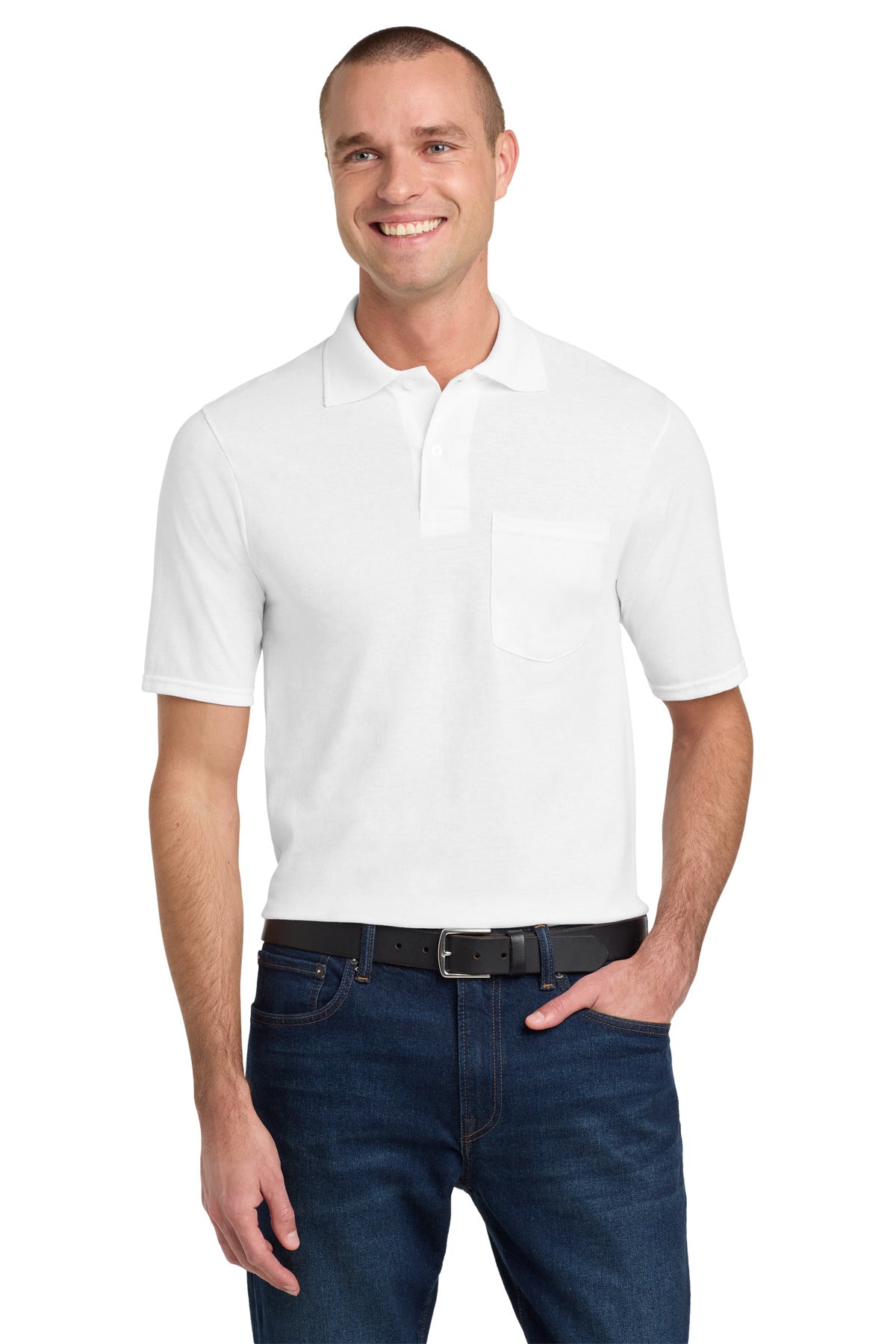 Jerzees Dri-Power Pocket Sport Shirt. 436MP - White