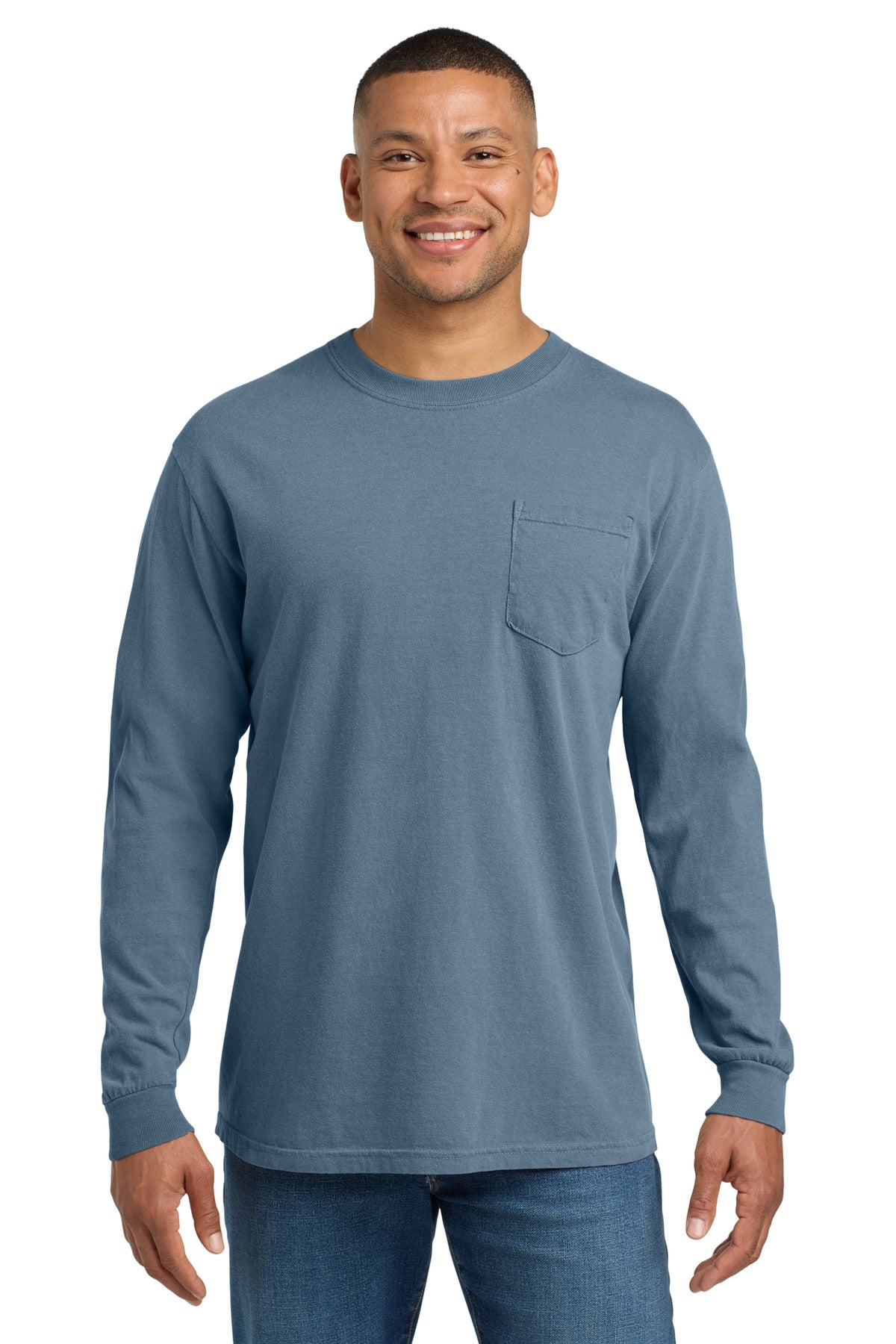 COMFORT COLORS  Heavyweight Ring Spun Long Sleeve Pocket Tee. 4410 - Blue Jean