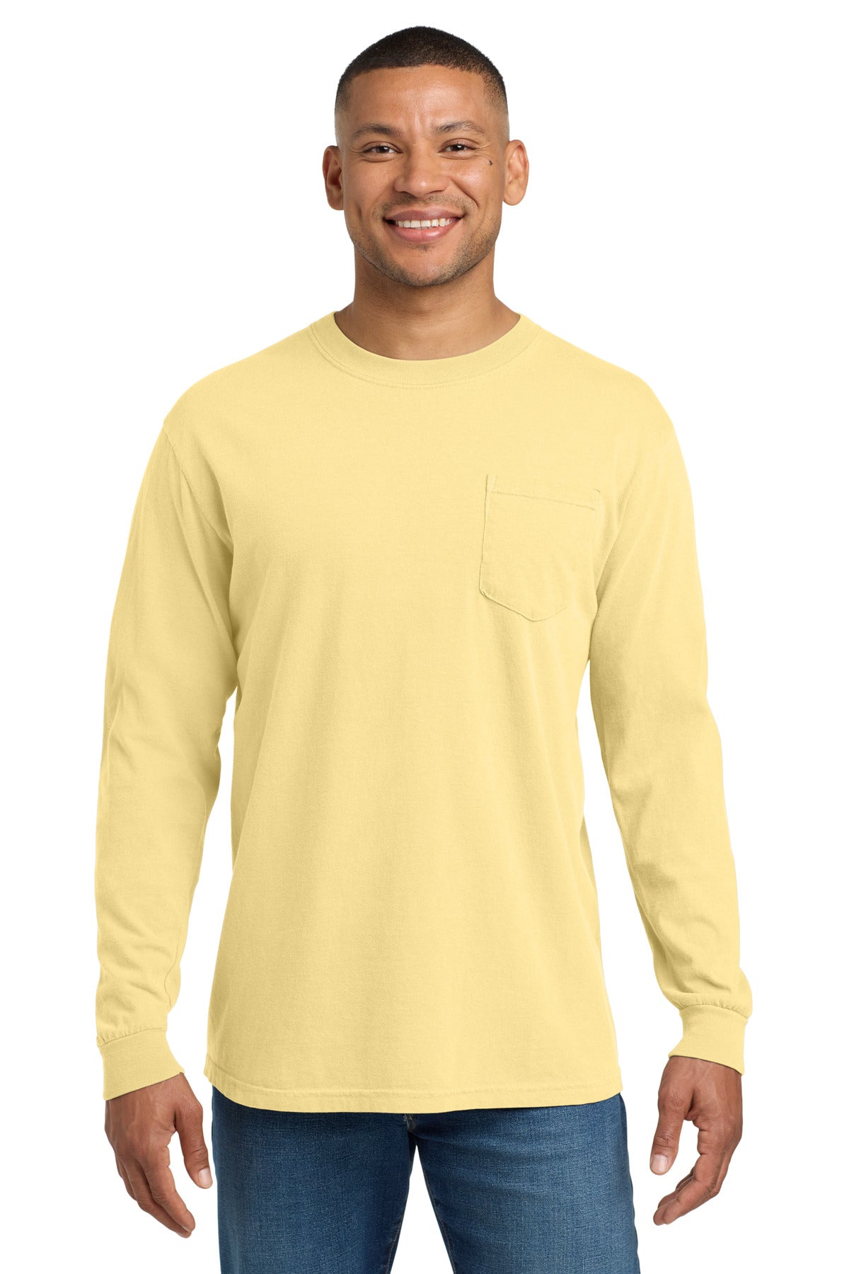 COMFORT COLORS  Heavyweight Ring Spun Long Sleeve Pocket Tee. 4410 - Butter