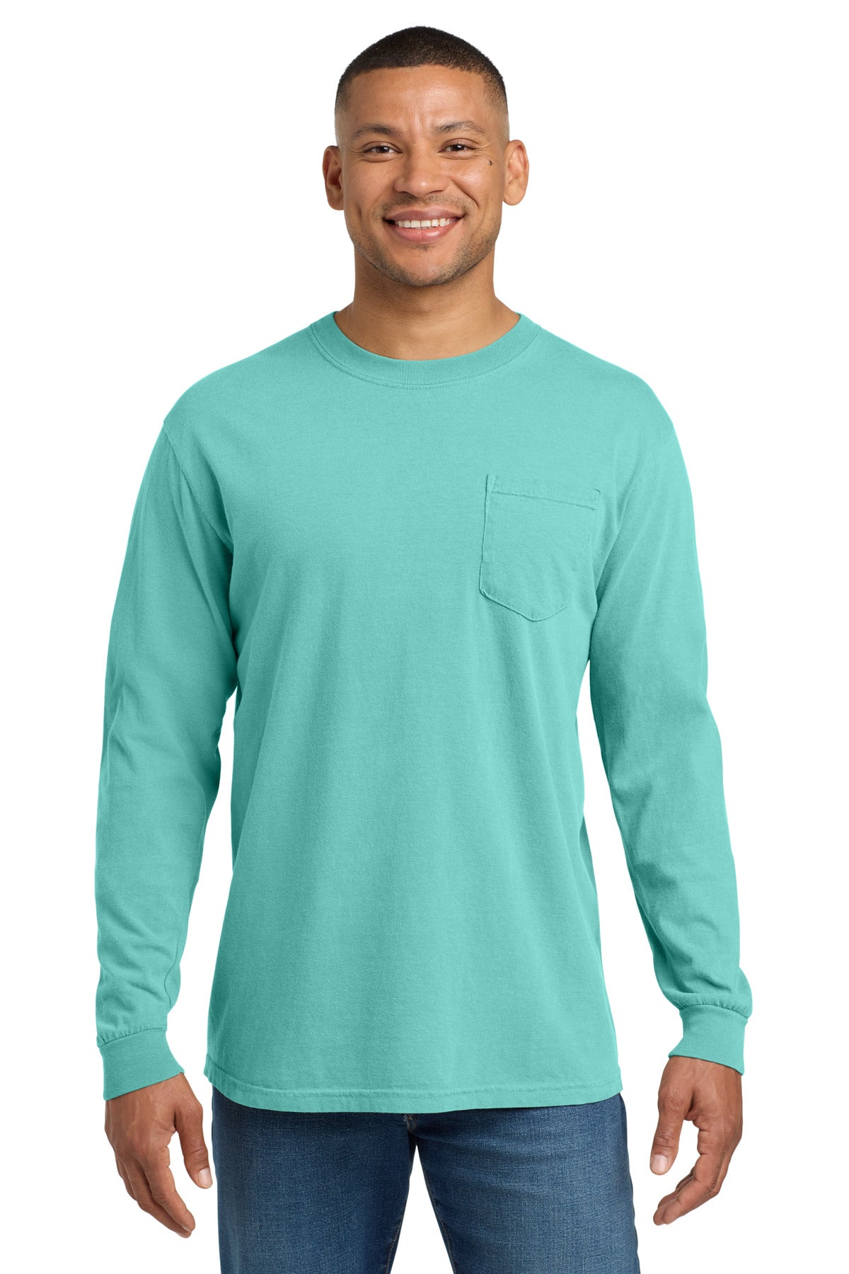 COMFORT COLORS  Heavyweight Ring Spun Long Sleeve Pocket Tee. 4410 - Chalky Mint