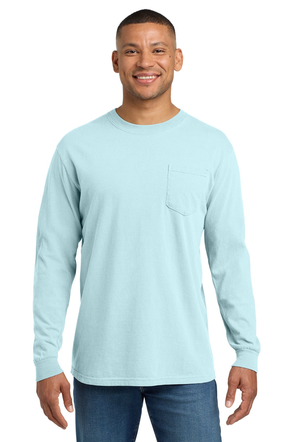 COMFORT COLORS  Heavyweight Ring Spun Long Sleeve Pocket Tee. 4410 - Chambray
