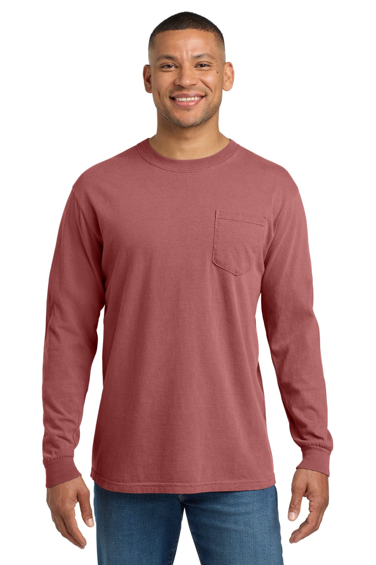 COMFORT COLORS  Heavyweight Ring Spun Long Sleeve Pocket Tee. 4410 - Crimson
