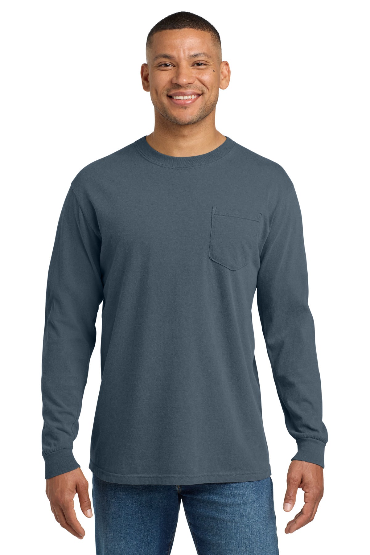 COMFORT COLORS  Heavyweight Ring Spun Long Sleeve Pocket Tee. 4410 - Denim
