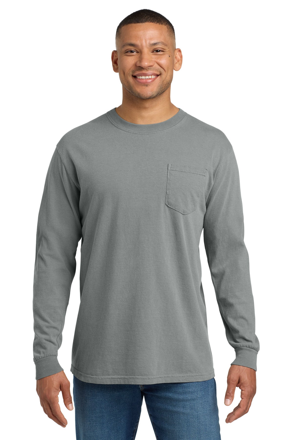 COMFORT COLORS  Heavyweight Ring Spun Long Sleeve Pocket Tee. 4410 - Granite