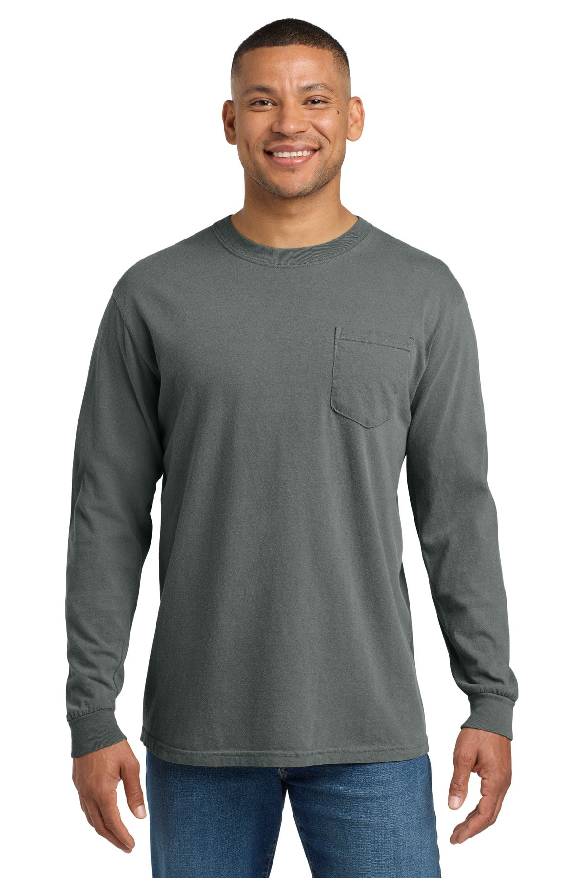COMFORT COLORS  Heavyweight Ring Spun Long Sleeve Pocket Tee. 4410 - Grey