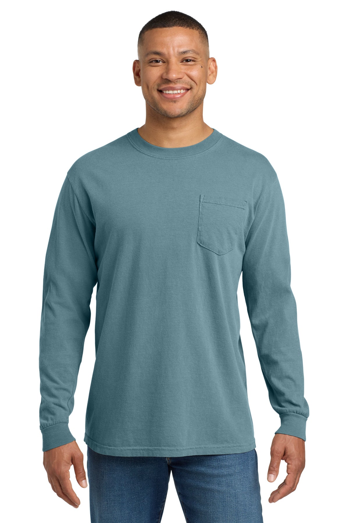 COMFORT COLORS  Heavyweight Ring Spun Long Sleeve Pocket Tee. 4410 - Ice Blue