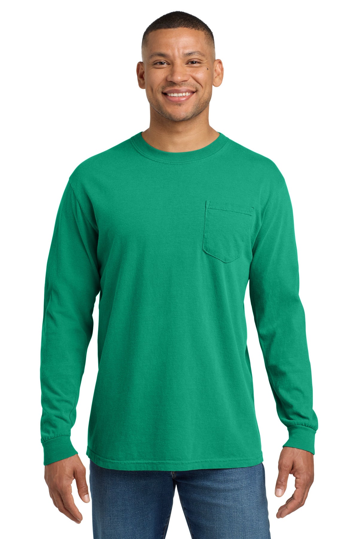 COMFORT COLORS  Heavyweight Ring Spun Long Sleeve Pocket Tee. 4410 - Island Green