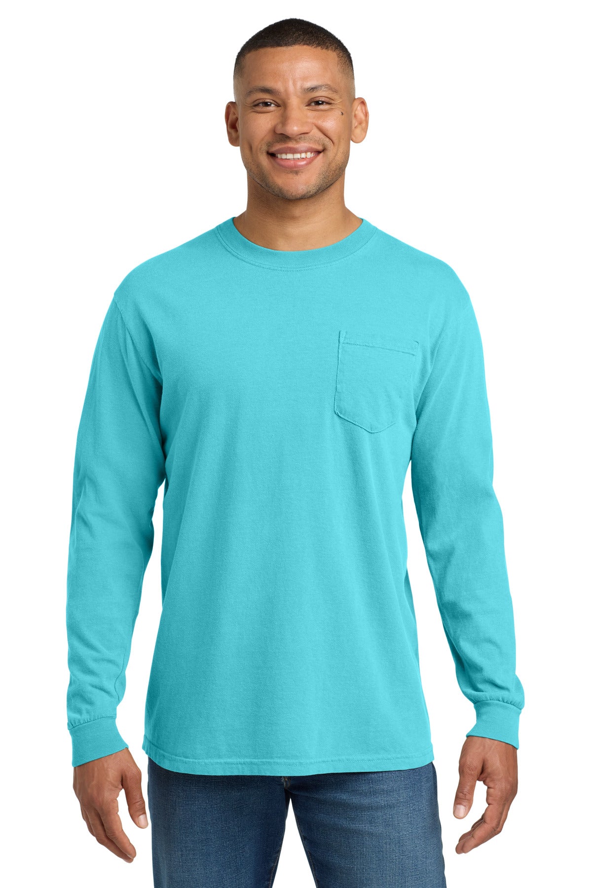 COMFORT COLORS  Heavyweight Ring Spun Long Sleeve Pocket Tee. 4410 - Lagoon