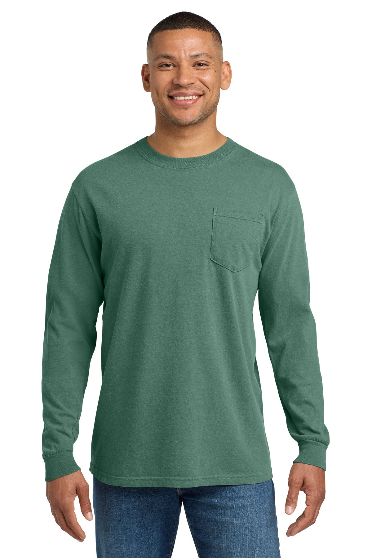 COMFORT COLORS  Heavyweight Ring Spun Long Sleeve Pocket Tee. 4410 - Light Green
