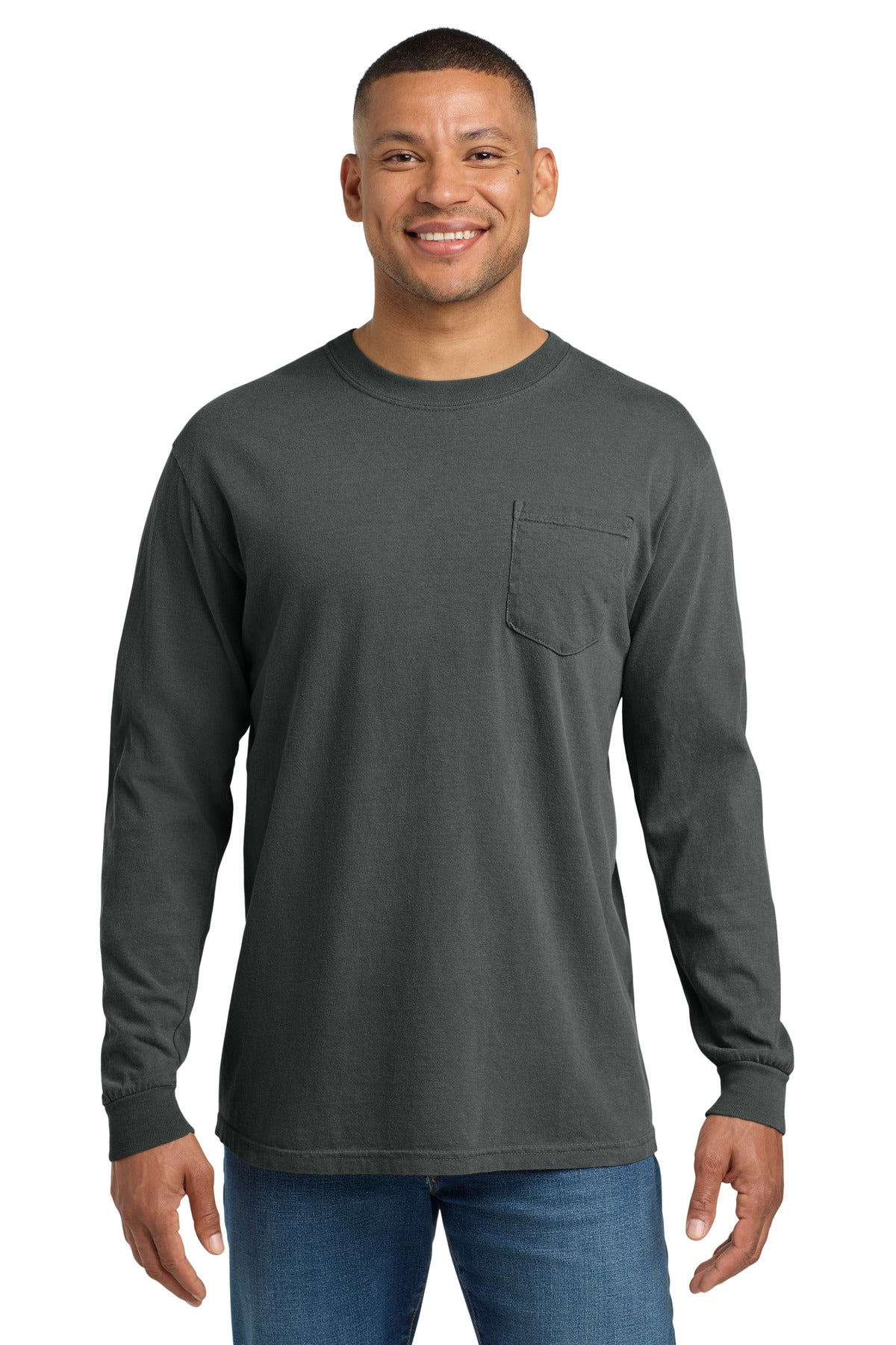 COMFORT COLORS  Heavyweight Ring Spun Long Sleeve Pocket Tee. 4410 - Pepper