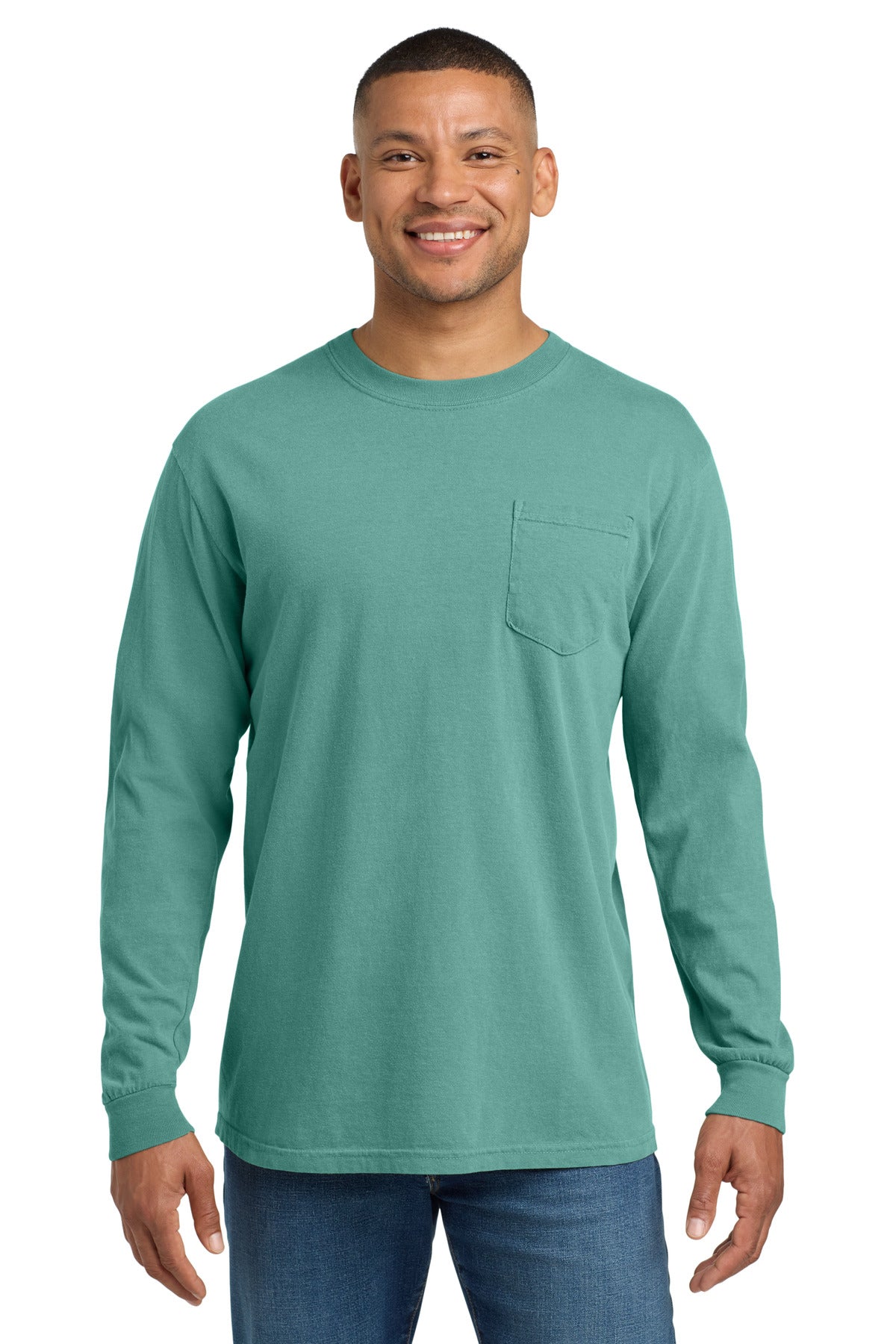 COMFORT COLORS  Heavyweight Ring Spun Long Sleeve Pocket Tee. 4410 - Seafoam