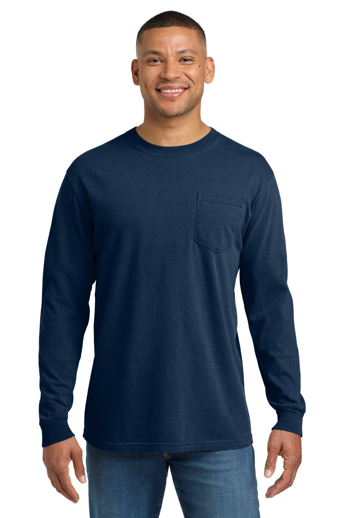 COMFORT COLORS  Heavyweight Ring Spun Long Sleeve Pocket Tee. 4410 - True Navy