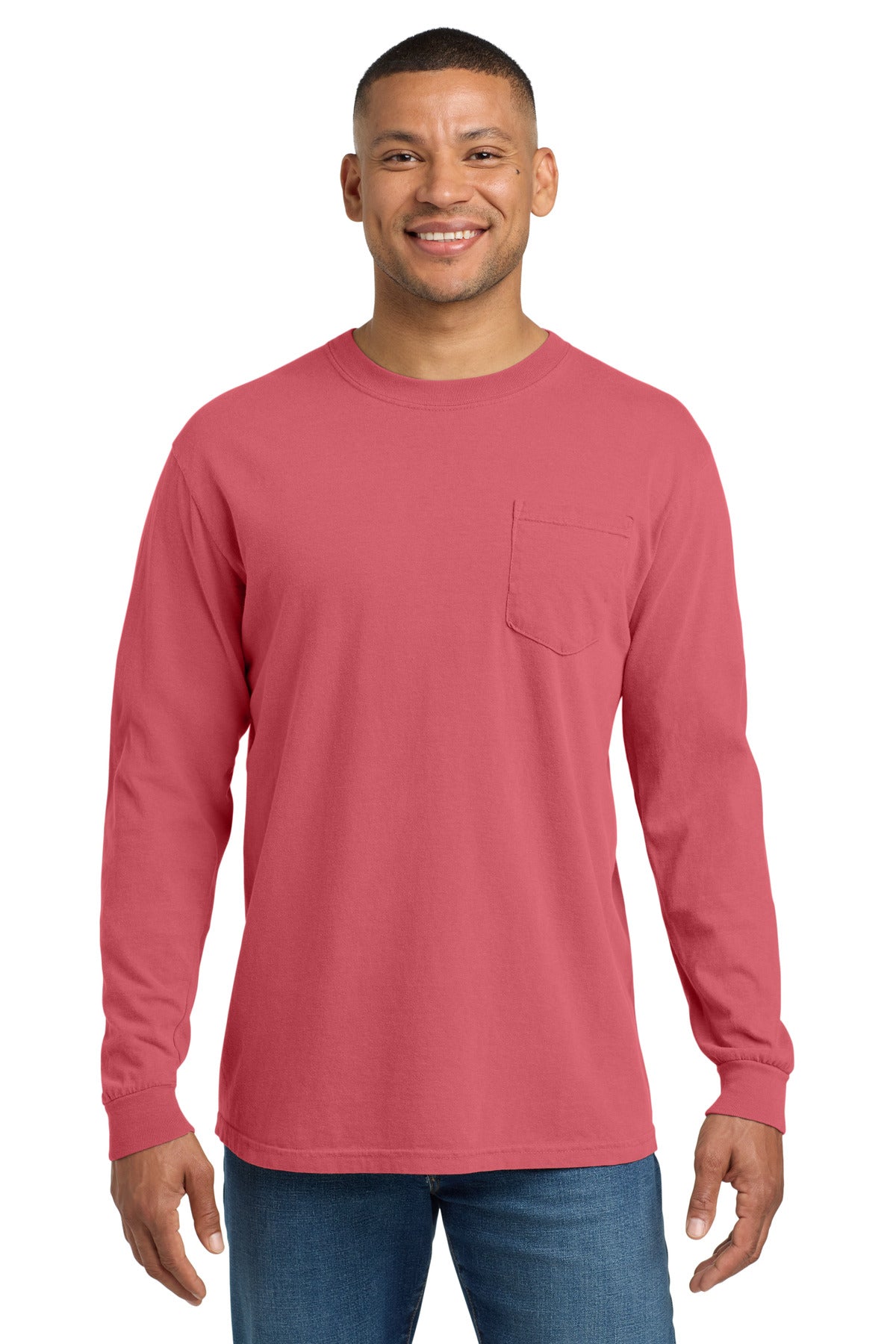 COMFORT COLORS  Heavyweight Ring Spun Long Sleeve Pocket Tee. 4410 - Watermelon