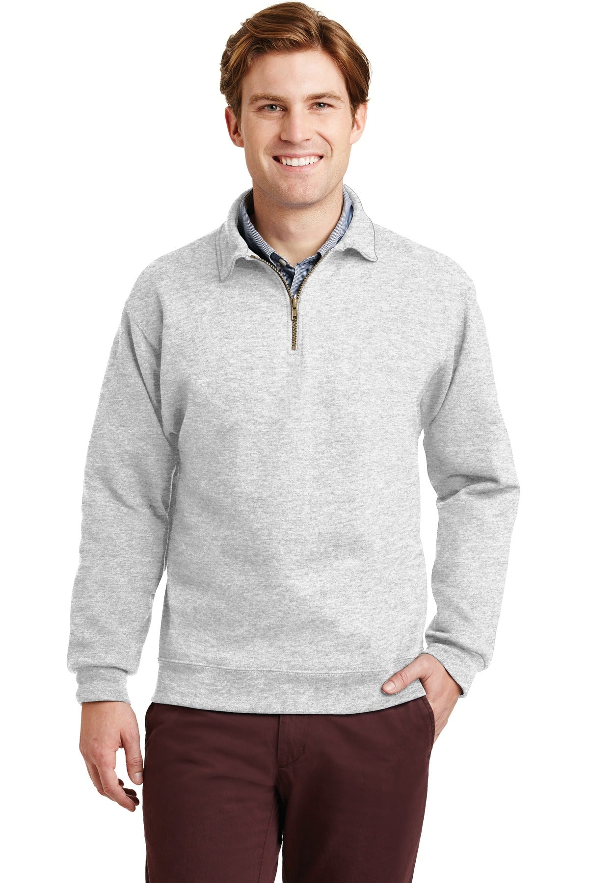 Jerzees Super Sweats NuBlend - 1/4-Zip Sweatshirt with Cadet Collar.  4528M - Ash