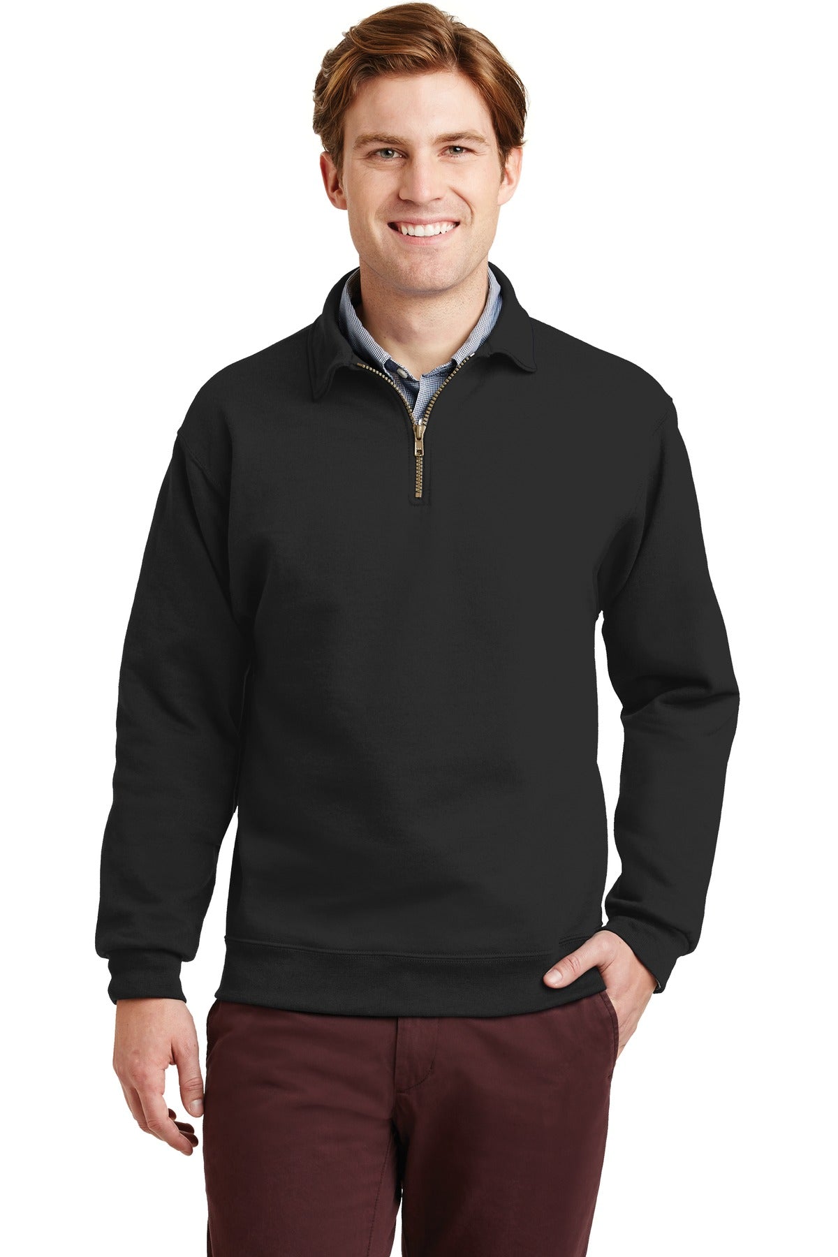 Jerzees Super Sweats NuBlend - 1/4-Zip Sweatshirt with Cadet Collar.  4528M - Black