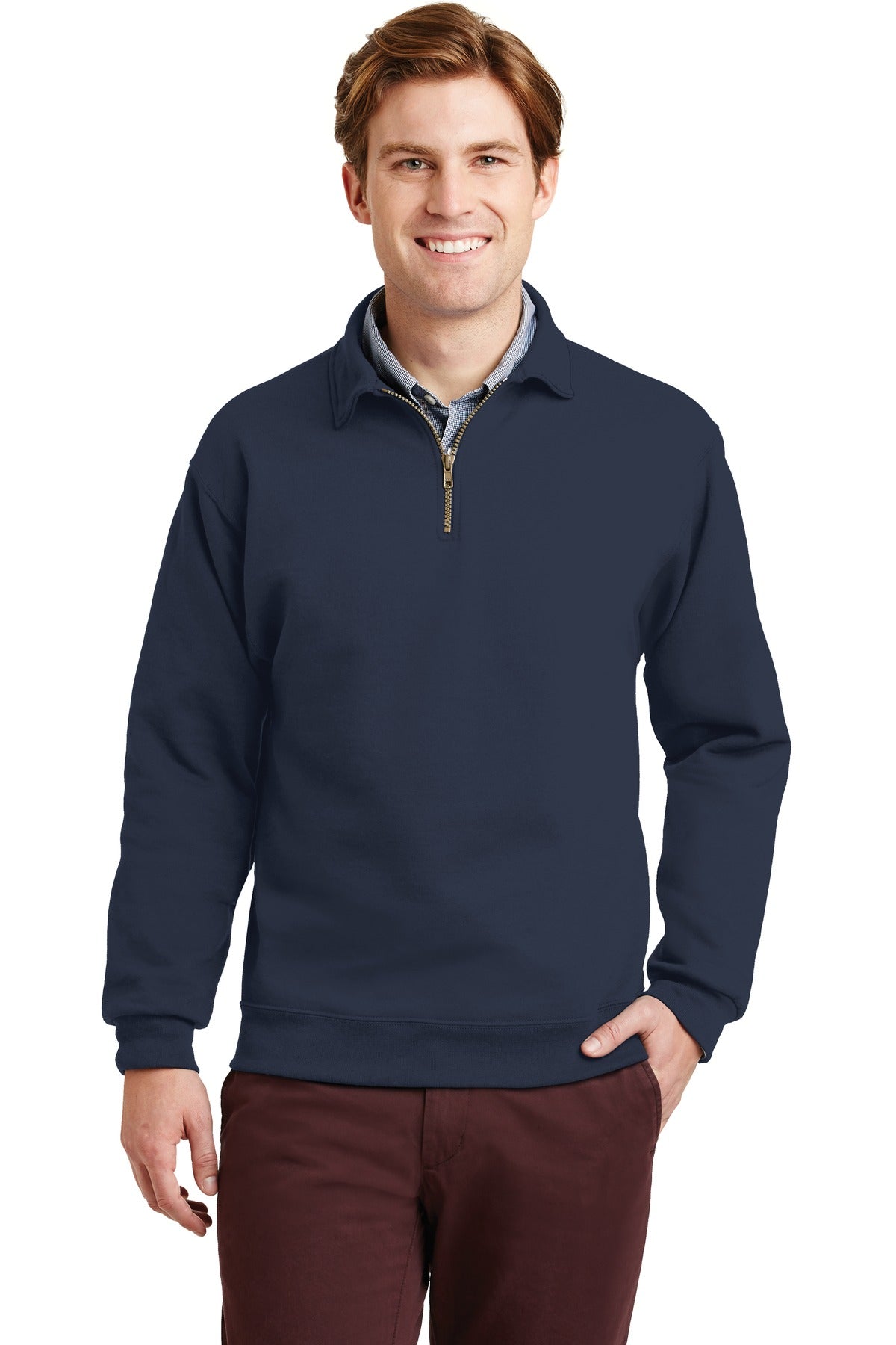 Jerzees Super Sweats NuBlend - 1/4-Zip Sweatshirt with Cadet Collar.  4528M - J. Navy