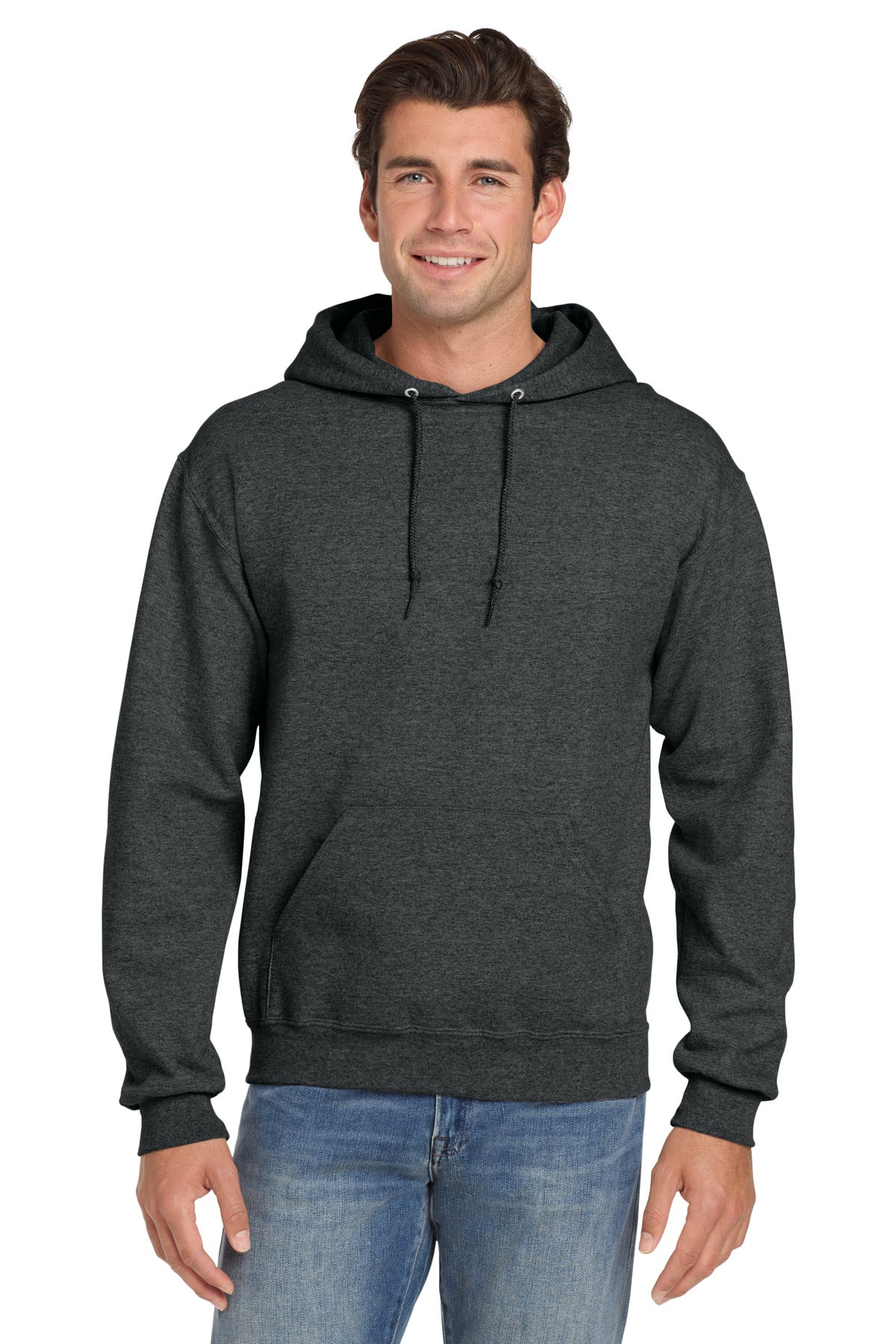 Jerzees Super Sweats NuBlend - Pullover Hooded Sweatshirt.  4997M - Black Heather