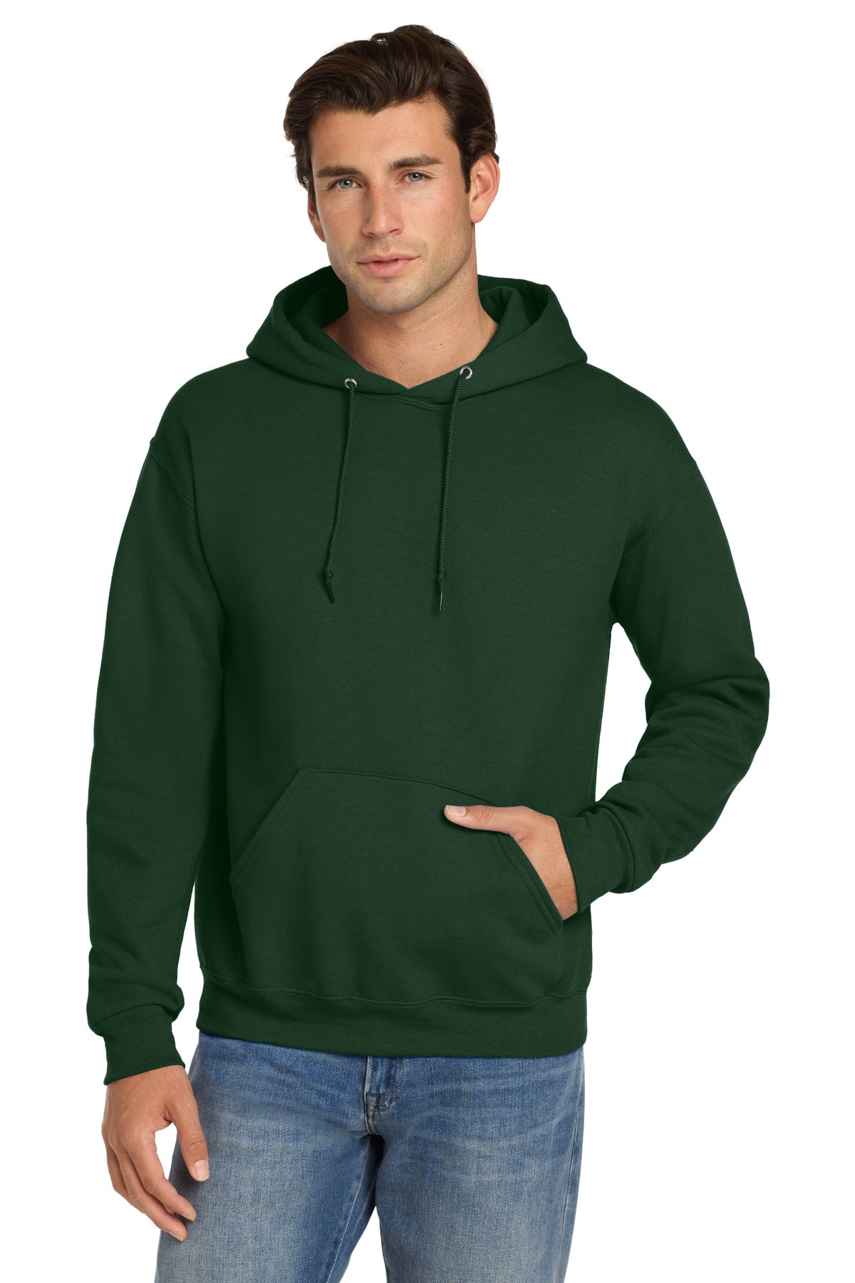 Jerzees Super Sweats NuBlend - Pullover Hooded Sweatshirt.  4997M - Forest Green