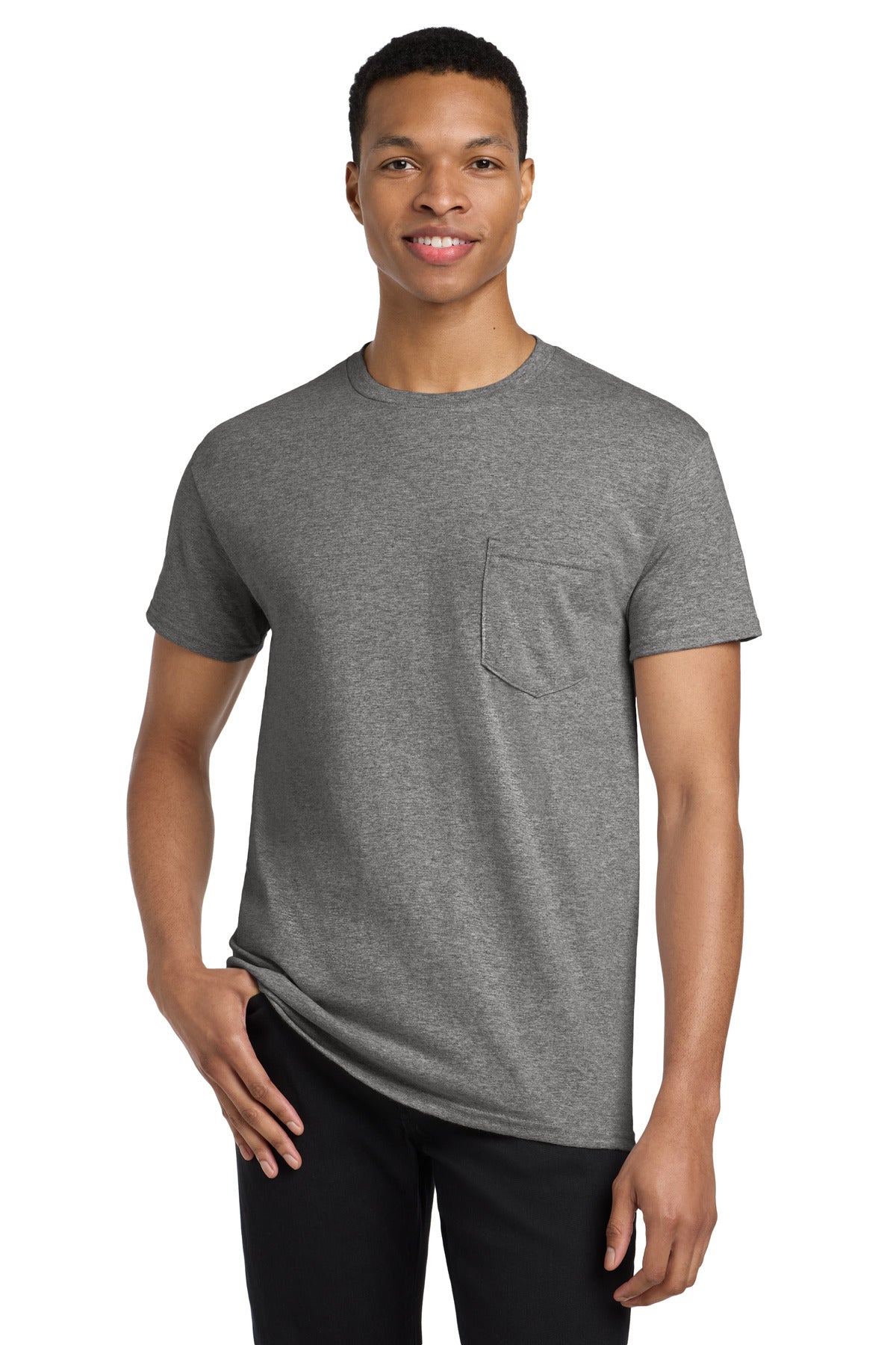 Gildan  Heavy Cotton  100% Cotton Pocket T-Shirt. 5300 - Graphite Heather