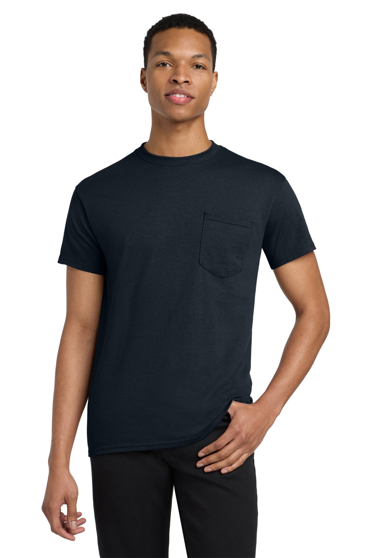 Gildan  Heavy Cotton  100% Cotton Pocket T-Shirt. 5300 - Navy