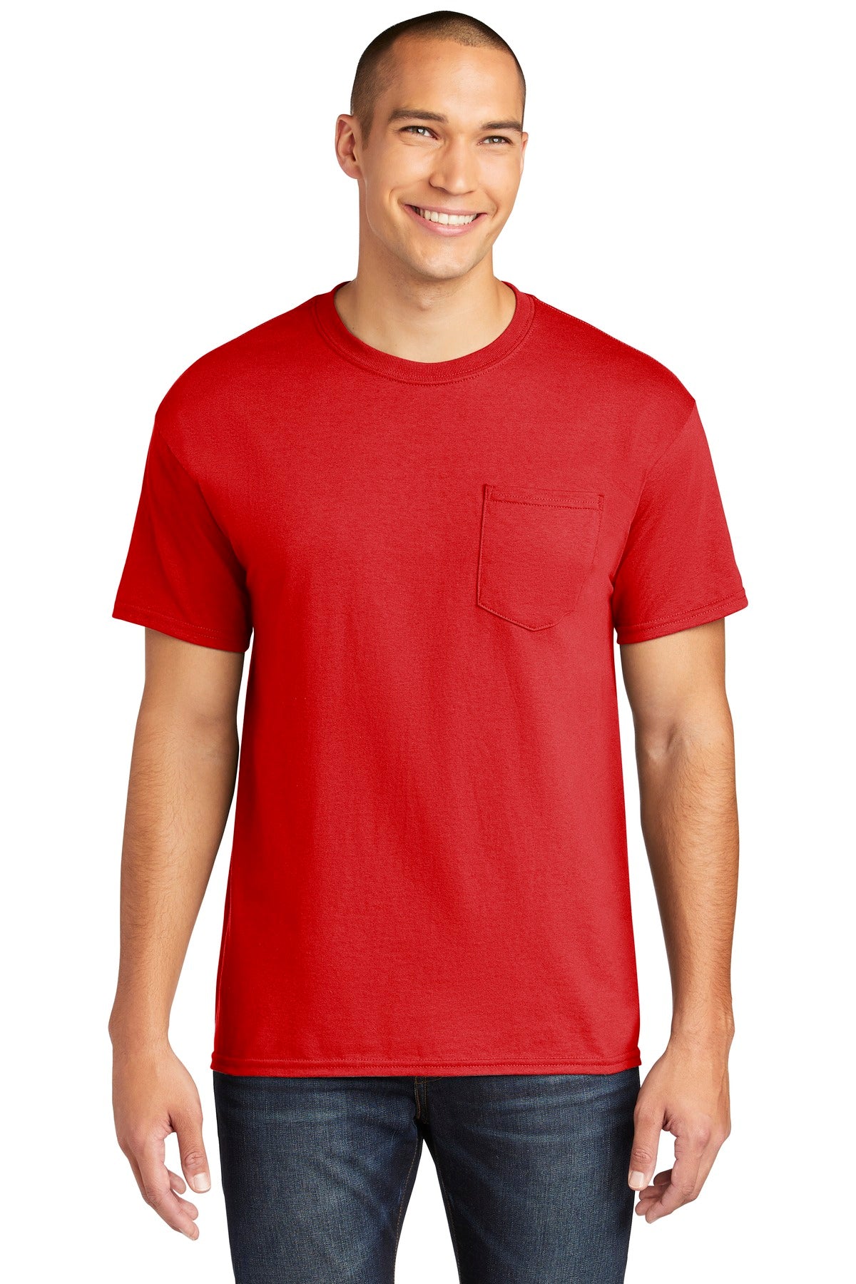Gildan  Heavy Cotton  100% Cotton Pocket T-Shirt. 5300 - Red