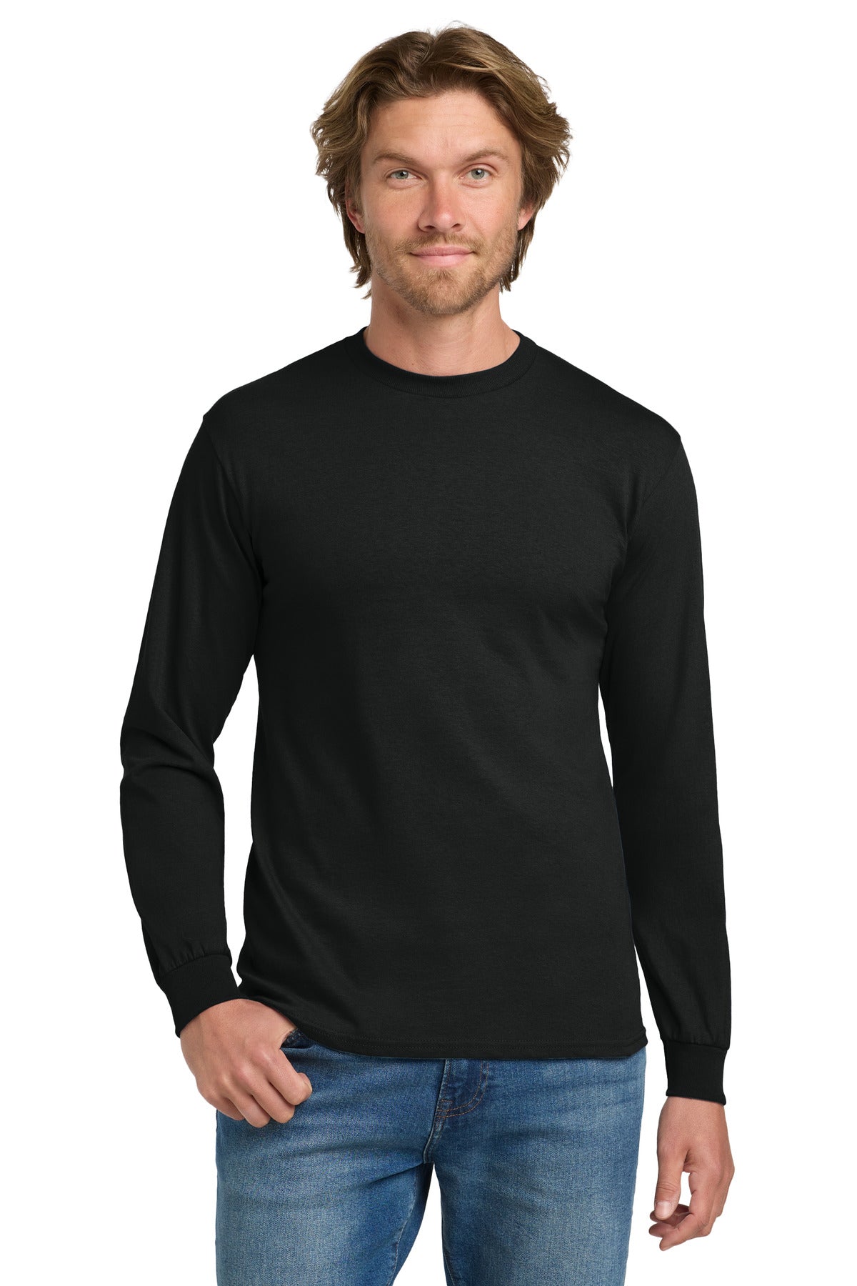 Gildan - Heavy Cotton 100% Cotton Long Sleeve T-Shirt.  5400 - Black
