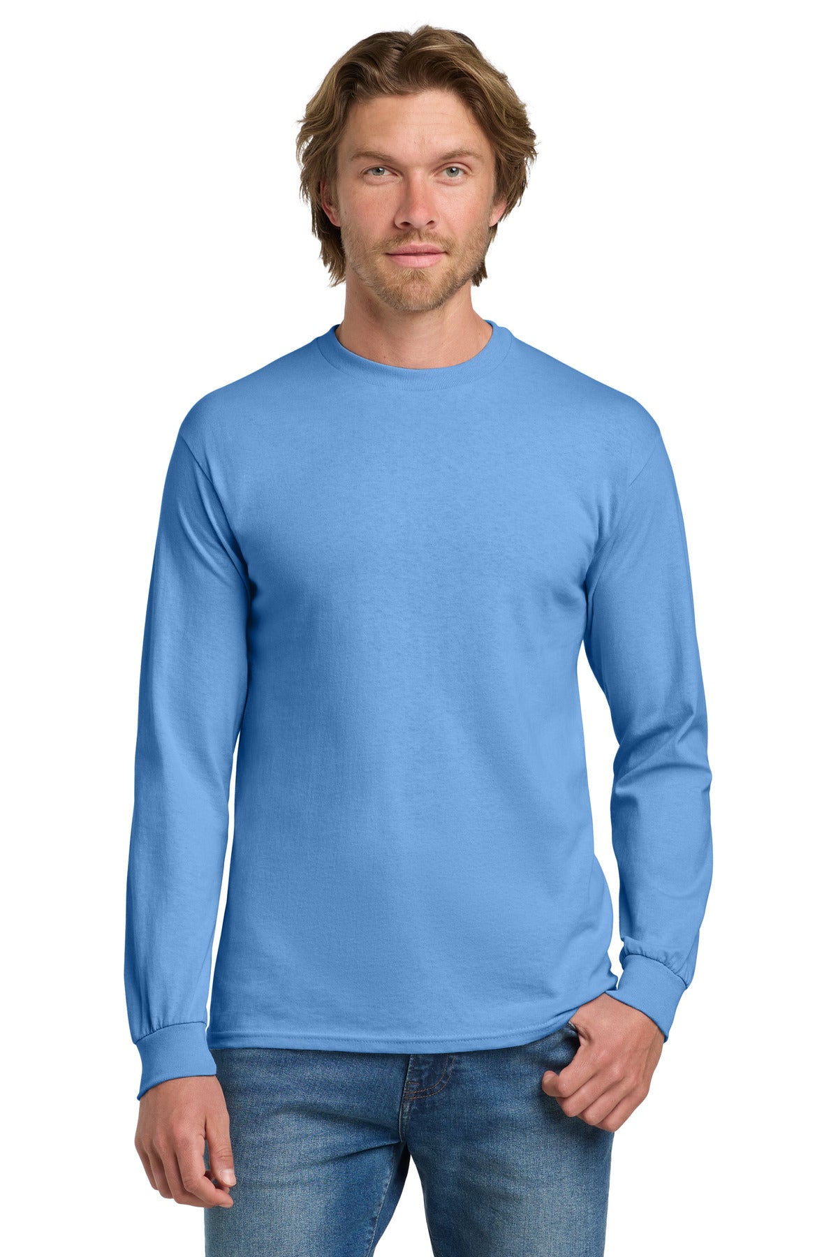 Gildan - Heavy Cotton 100% Cotton Long Sleeve T-Shirt.  5400 - Carolina Blue