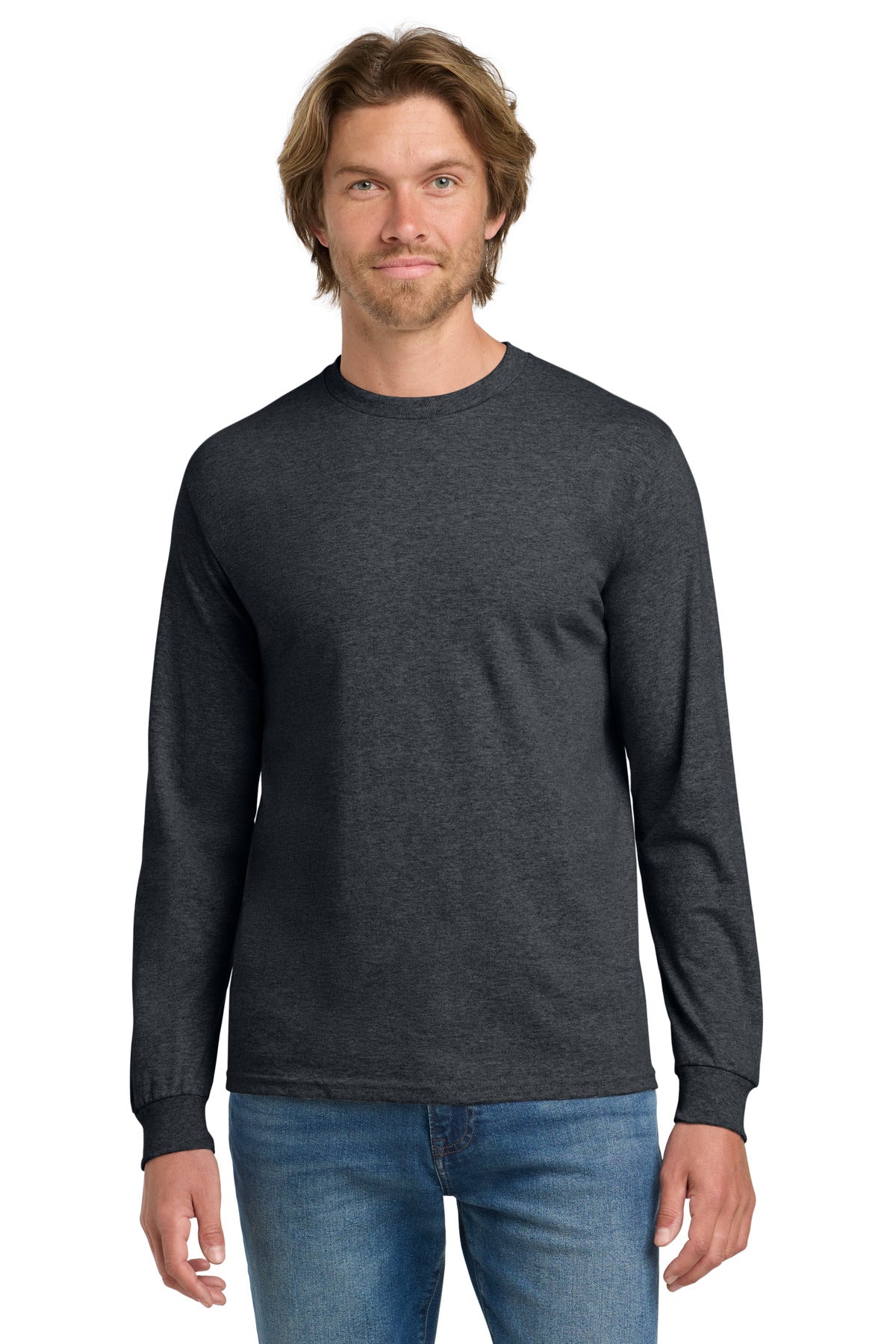 Gildan - Heavy Cotton 100% Cotton Long Sleeve T-Shirt.  5400 - Dark Heather