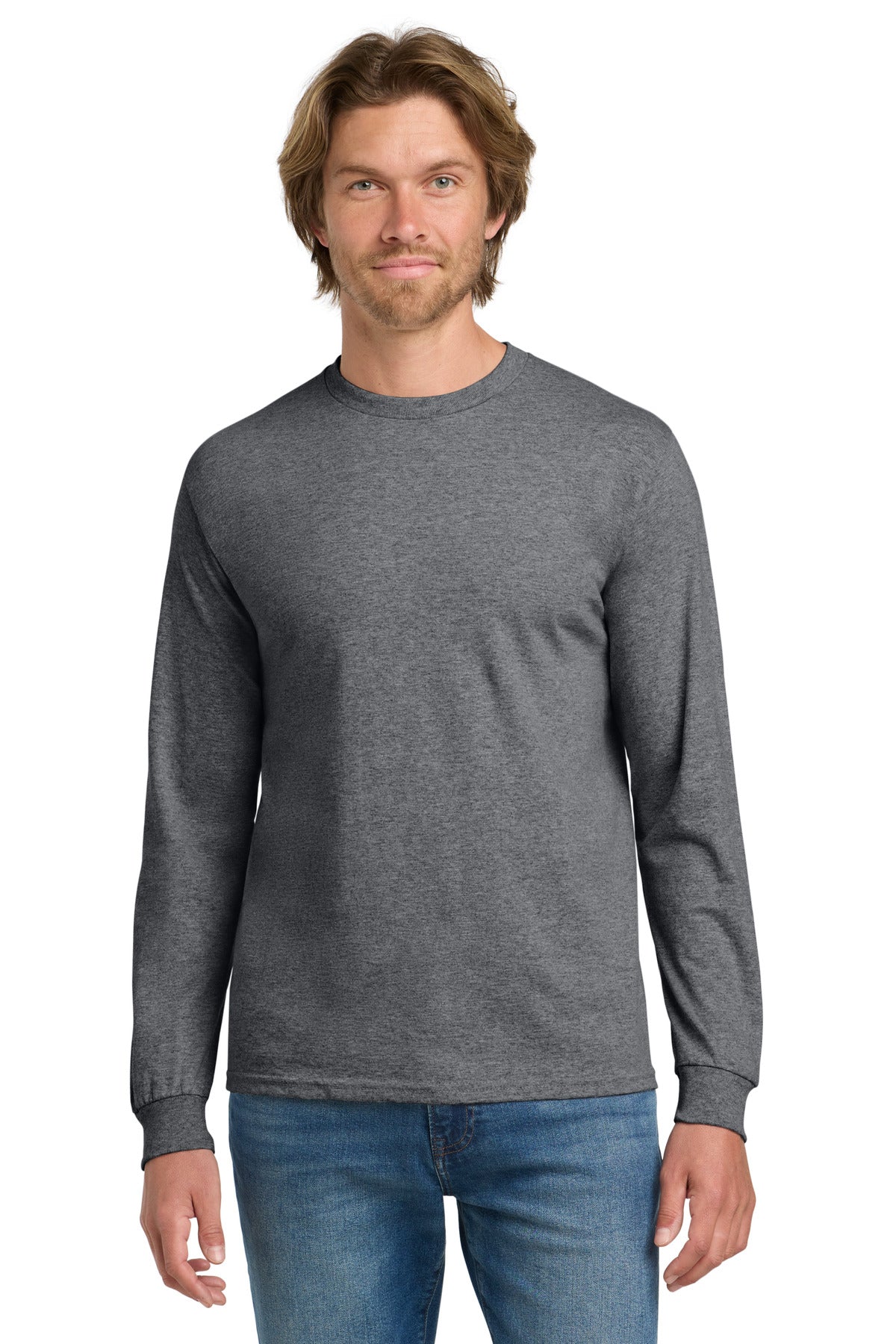 Gildan - Heavy Cotton 100% Cotton Long Sleeve T-Shirt.  5400 - Graphite Heather