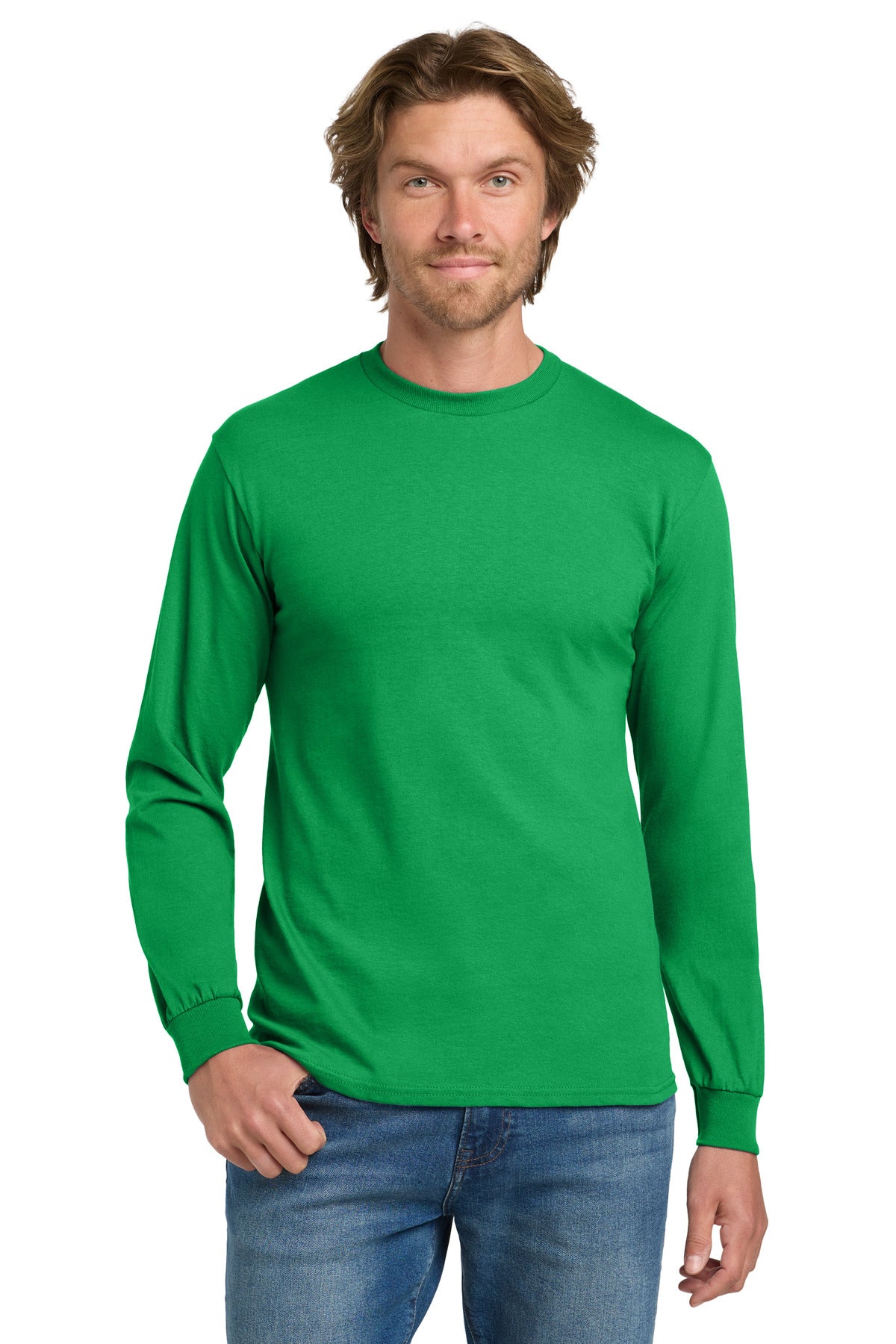 Gildan - Heavy Cotton 100% Cotton Long Sleeve T-Shirt.  5400 - Irish Green