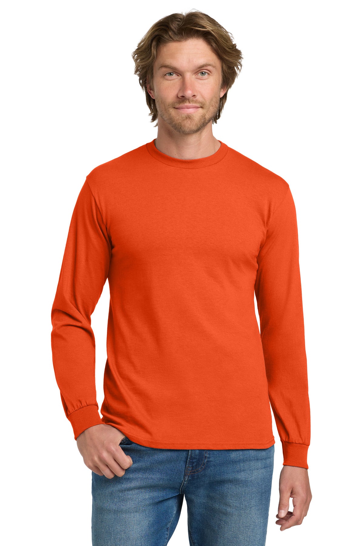 Gildan - Heavy Cotton 100% Cotton Long Sleeve T-Shirt.  5400 - Orange