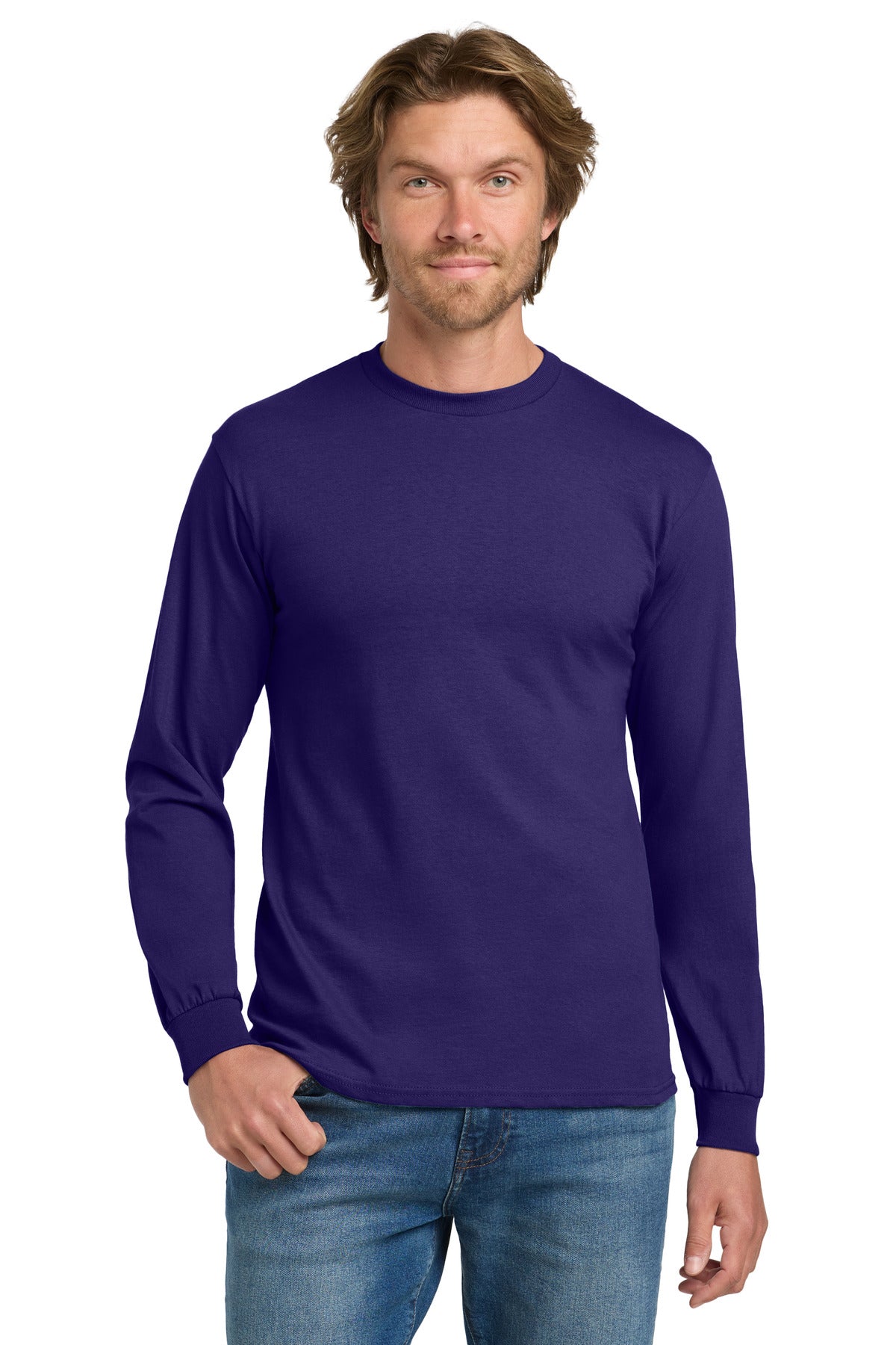 Gildan - Heavy Cotton 100% Cotton Long Sleeve T-Shirt.  5400 - Purple