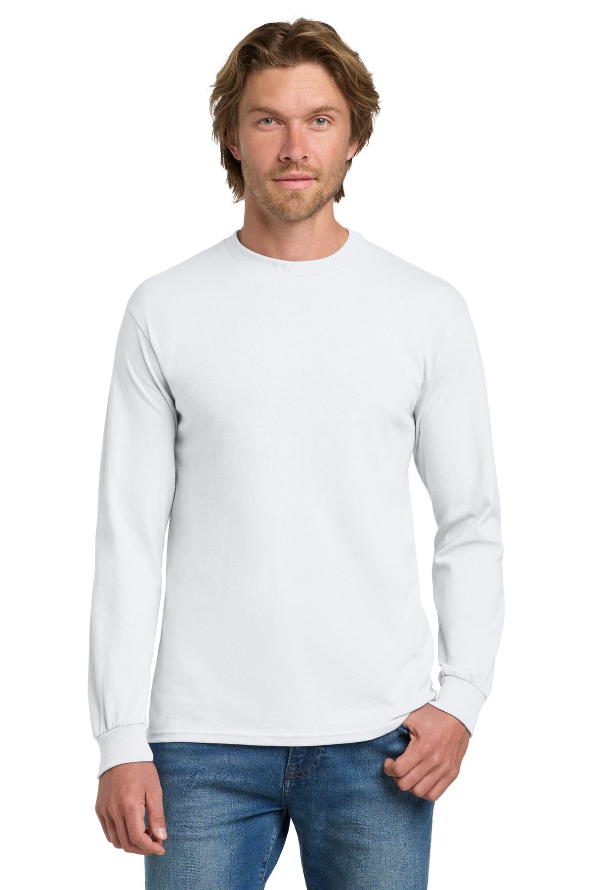 Gildan - Heavy Cotton 100% Cotton Long Sleeve T-Shirt.  5400 - White