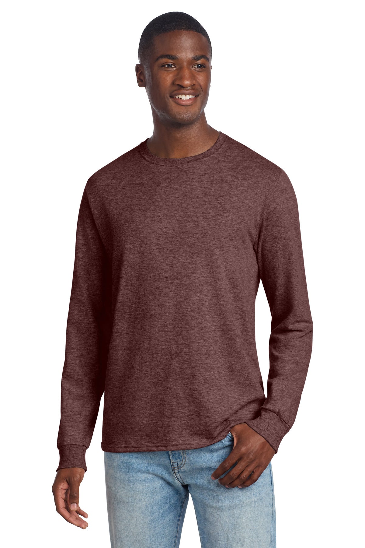 Jerzees Premium Blend Ring Spun Long Sleeve T-Shirt 560LS - Maroon Heather