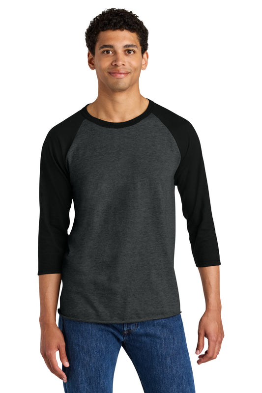 Jerzees Unisex Premium Blend Combed Ring Spun 3/4-Sleeve Raglan 560R - Black Ink Heather/ Black Ink
