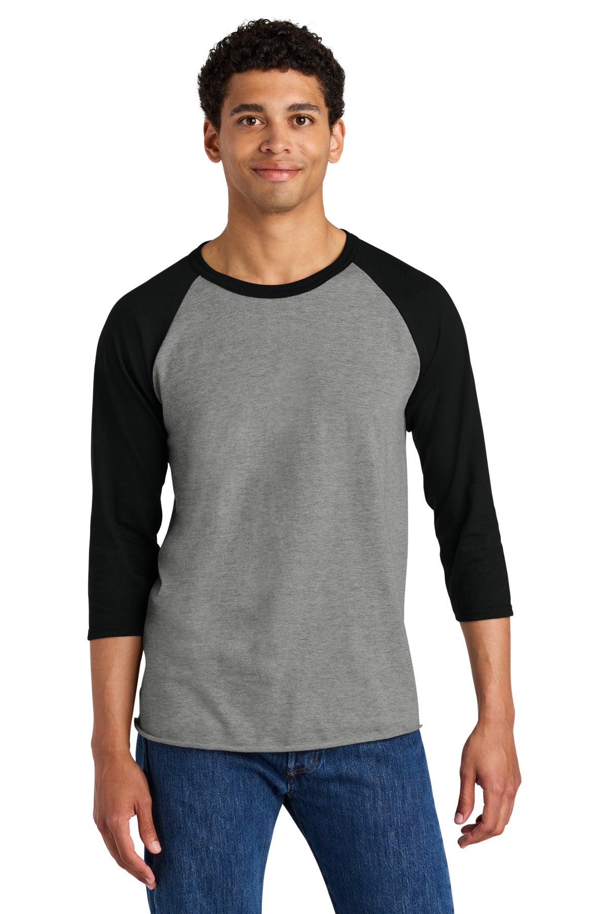 Jerzees Unisex Premium Blend Combed Ring Spun 3/4-Sleeve Raglan 560R - Oxford/ Black Ink