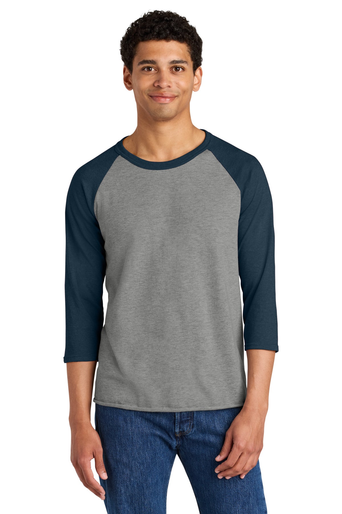Jerzees Unisex Premium Blend Combed Ring Spun 3/4-Sleeve Raglan 560R - Oxford/ Indigo Heather